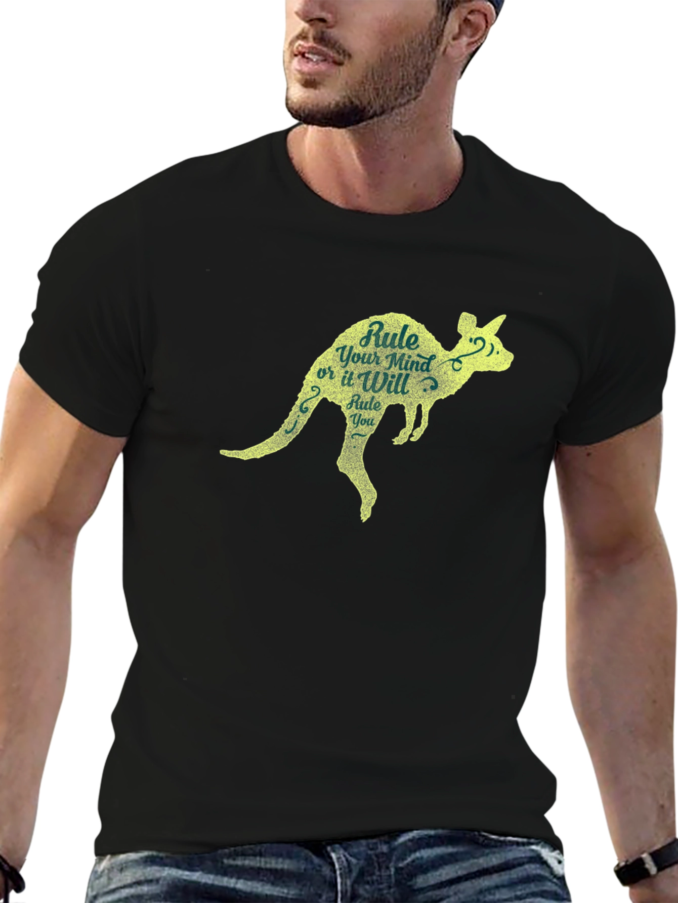 Rule Your Mind Kangaroo Graphic Tee - Black