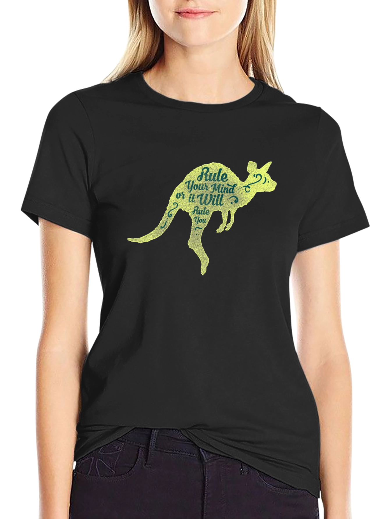 Rule Your Mind Kangaroo Graphic Tee - Black