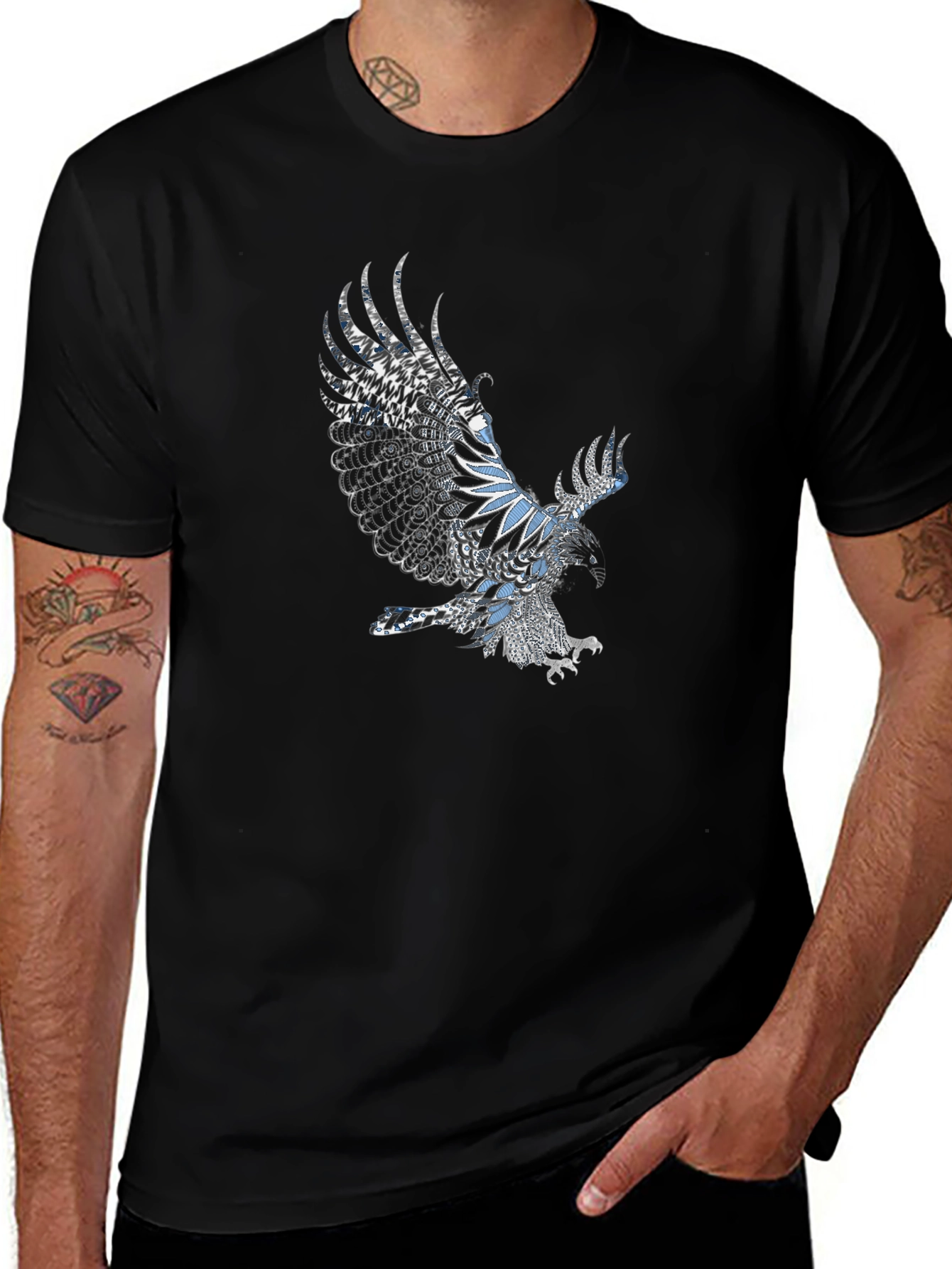 Eagle Print Black Graphic T-Shirt