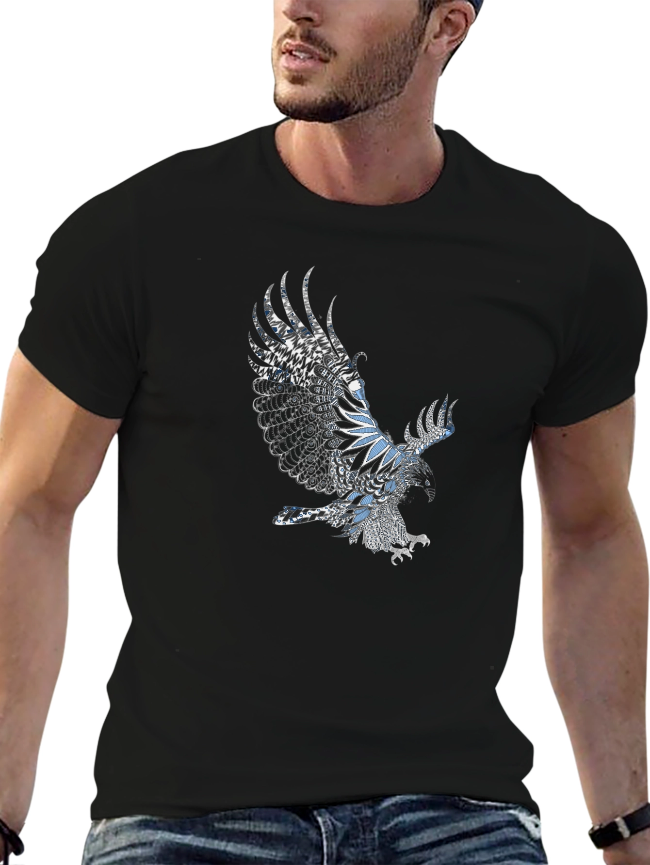 Eagle Print Black Graphic T-Shirt