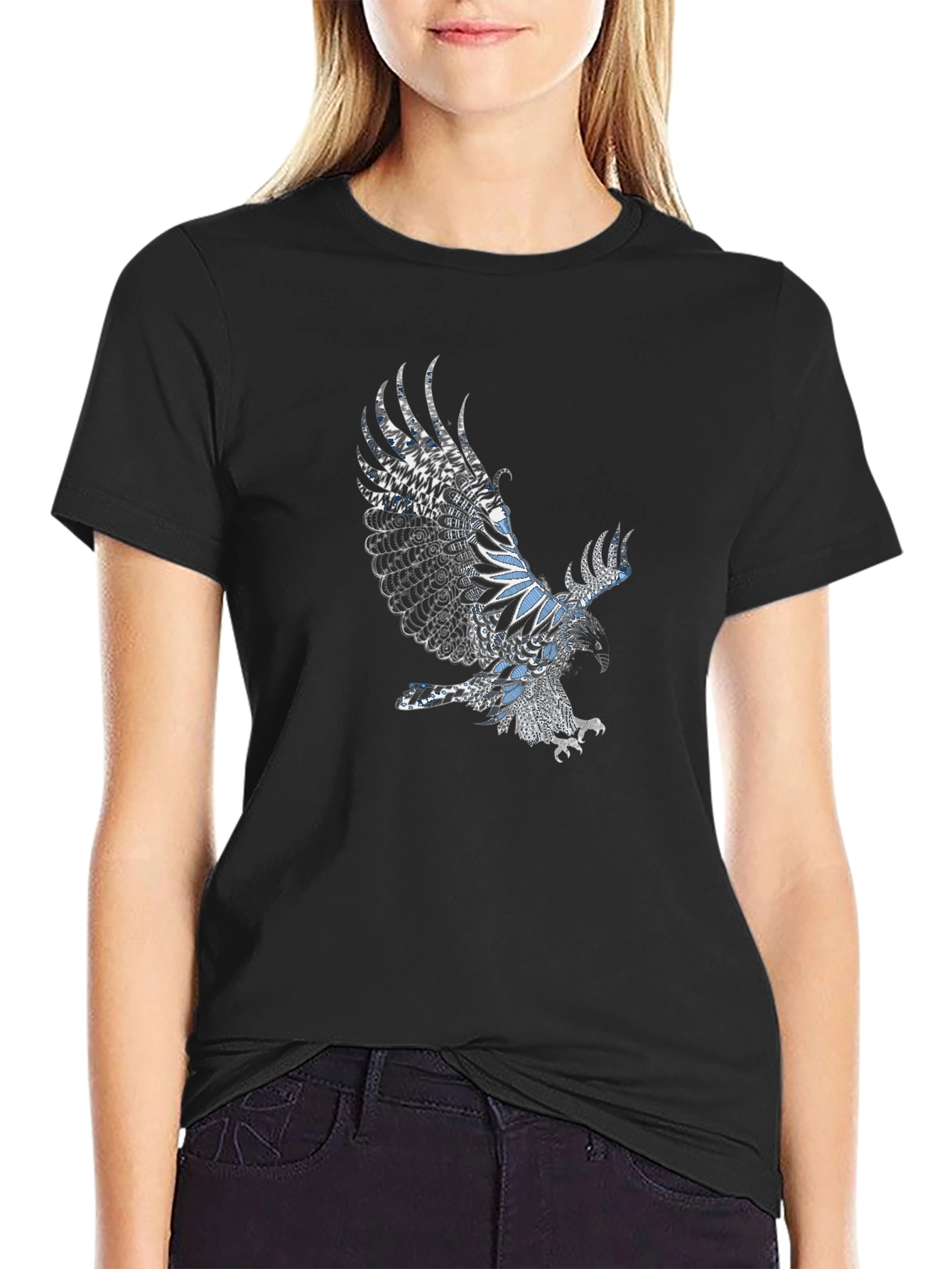 Eagle Print Black Graphic T-Shirt