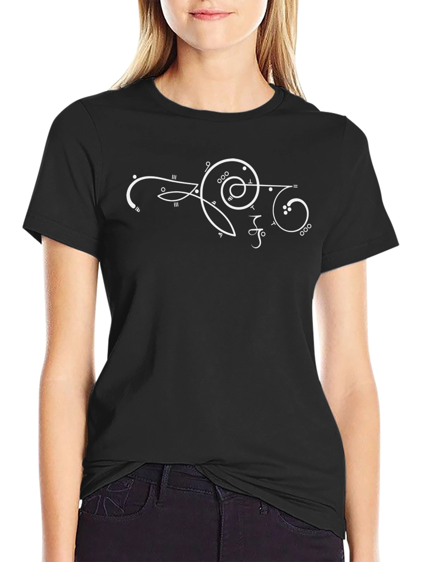 Abstract Symbol Graphic Tee - Black Cotton T-Shirt