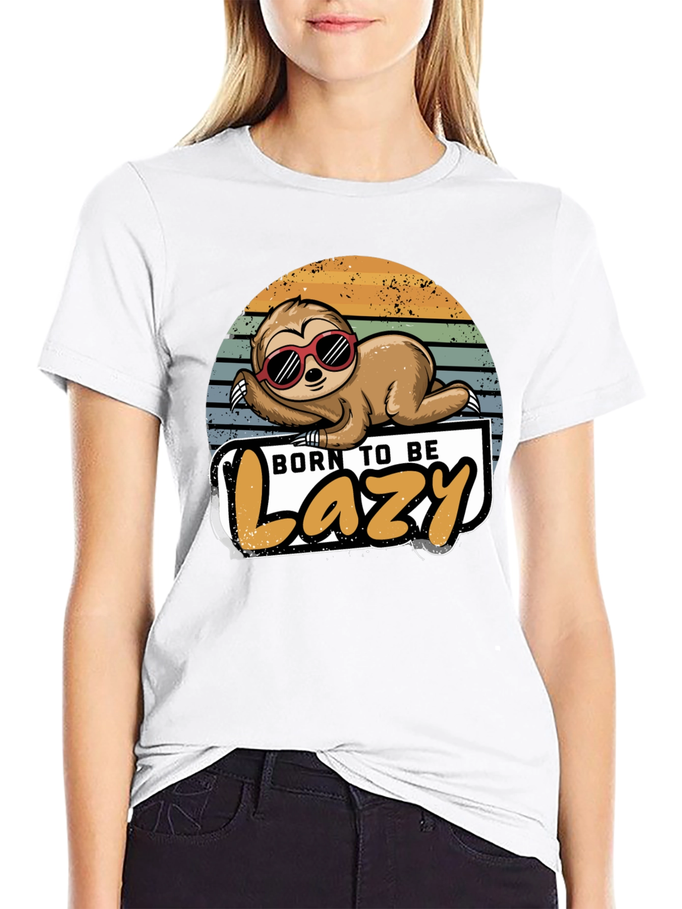 Born to Be Lazy Sloth Graphic T-Shirt