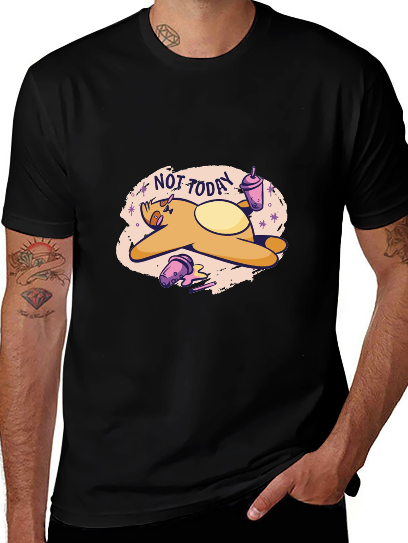 Lazy Sloth Graphic T-Shirt - Not Today Relaxed Fit