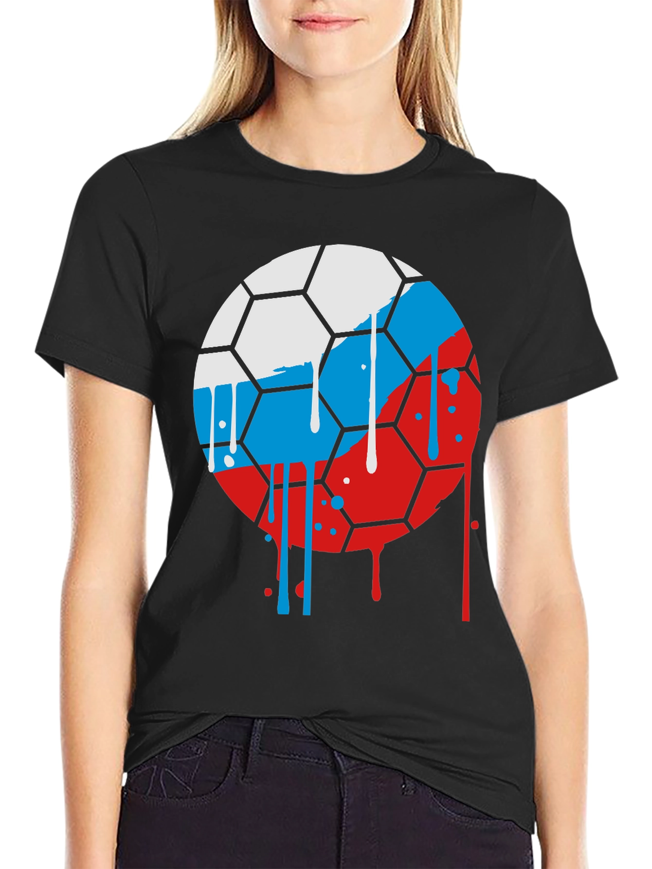 Russia Flag Soccer Ball Graphic Tee