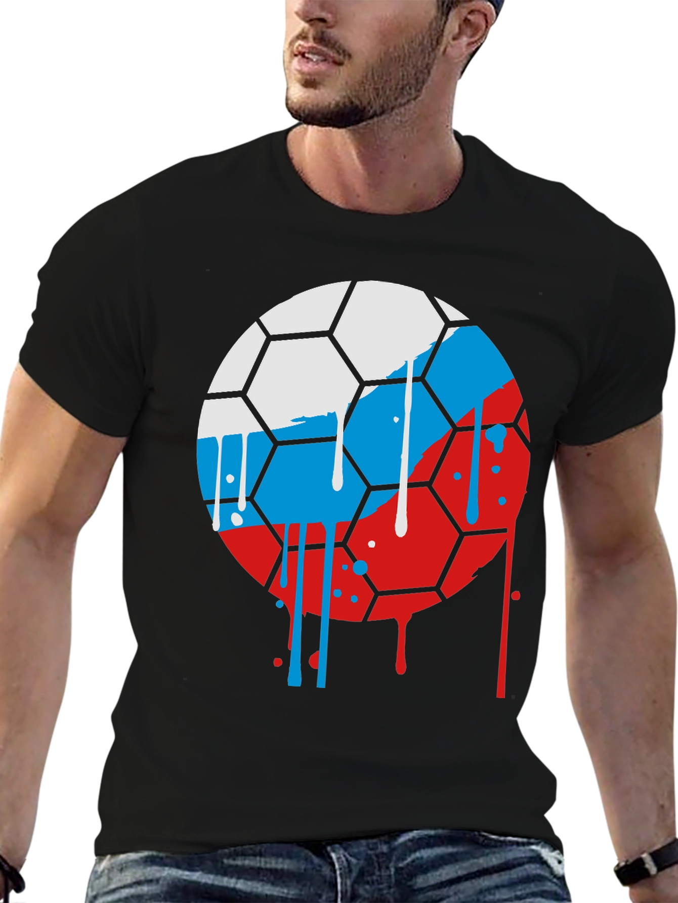 Russia Flag Soccer Ball Graphic Tee