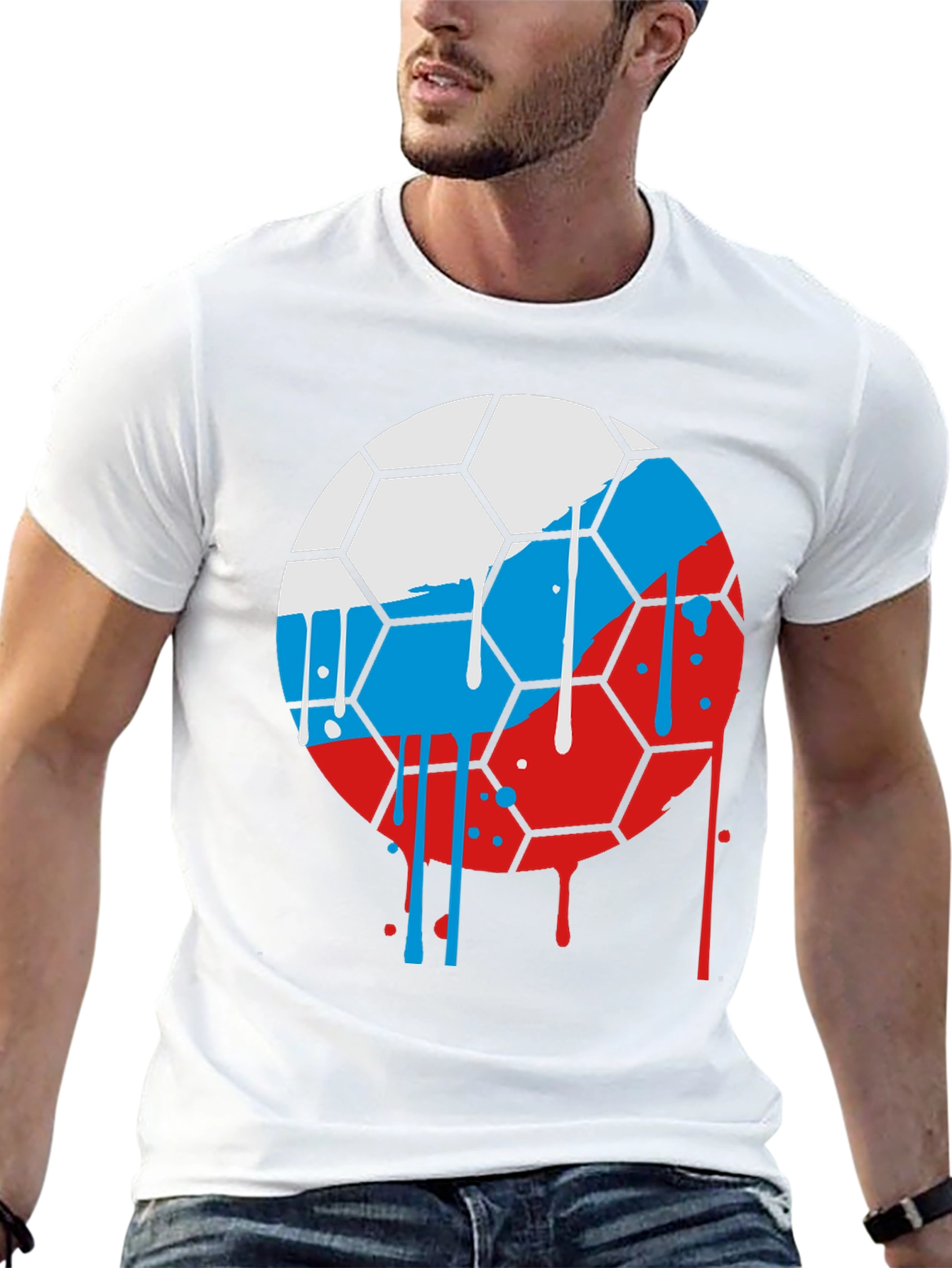 Russia Flag Soccer Ball Graphic Tee