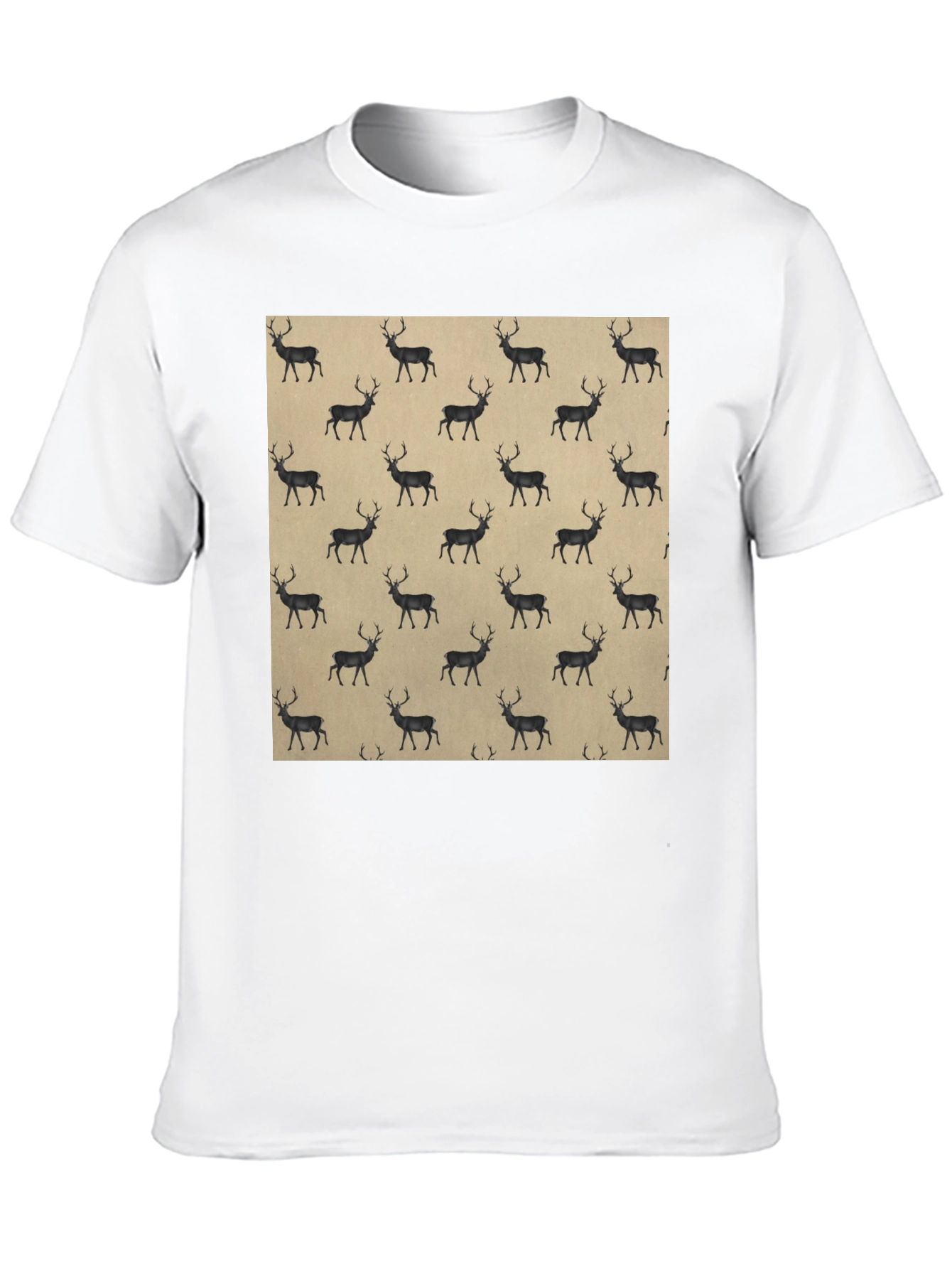 Deer Pattern Black T-Shirt