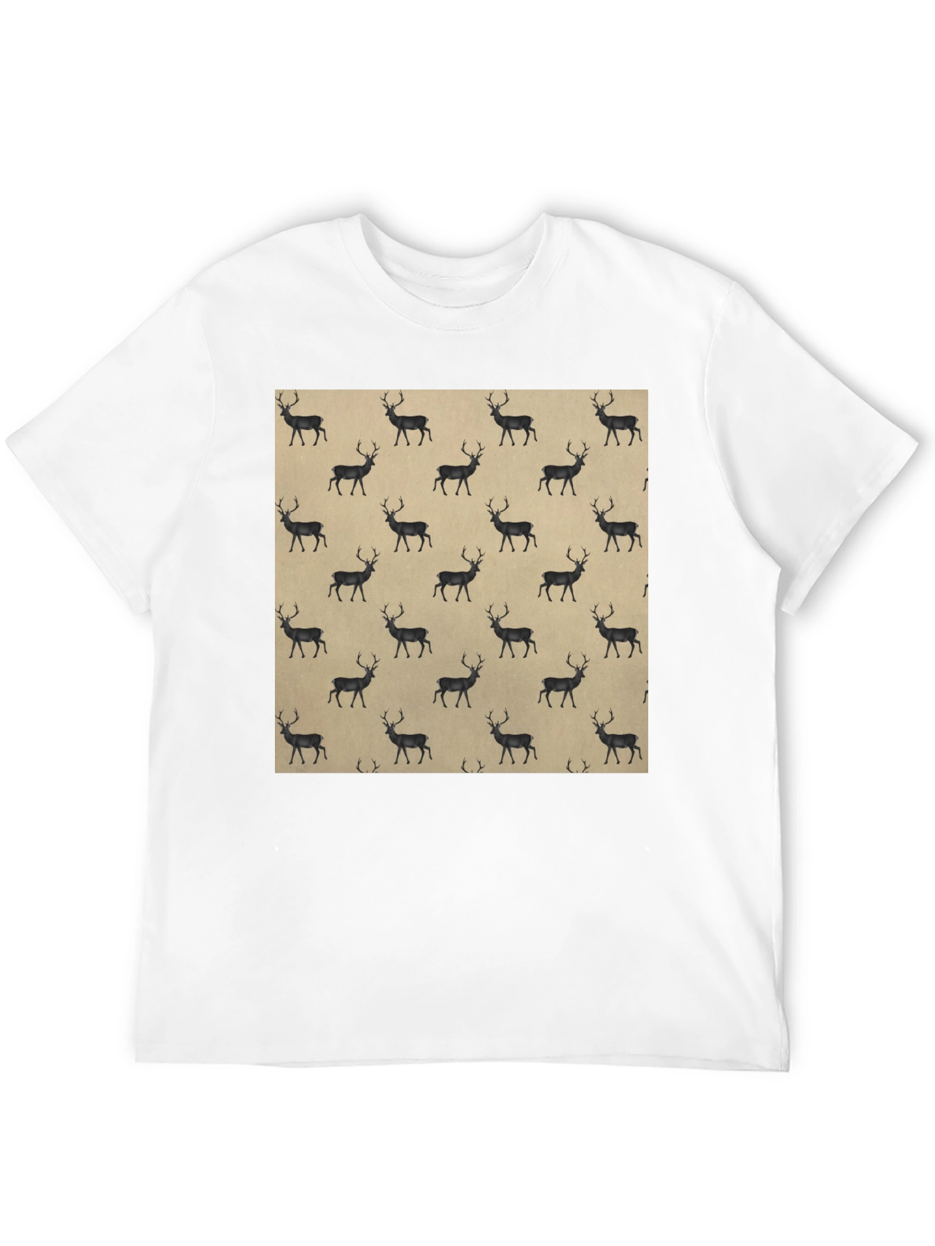 Deer Pattern Black T-Shirt
