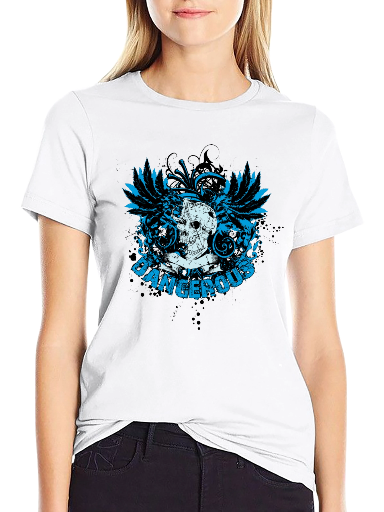 Dangerous Skull Graphic Print Mens Black T-shirt