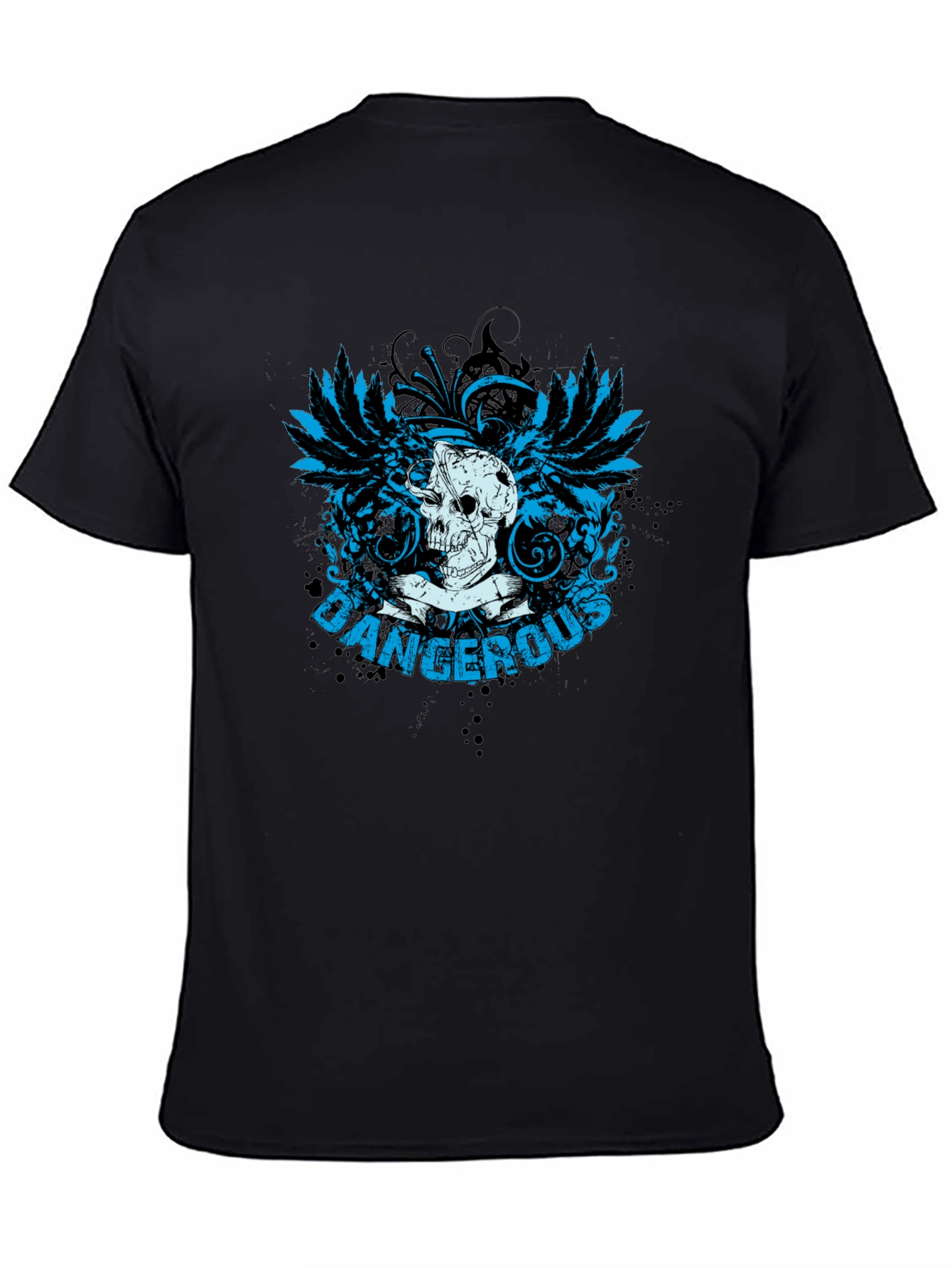 Dangerous Skull Graphic Print Mens Black T-shirt