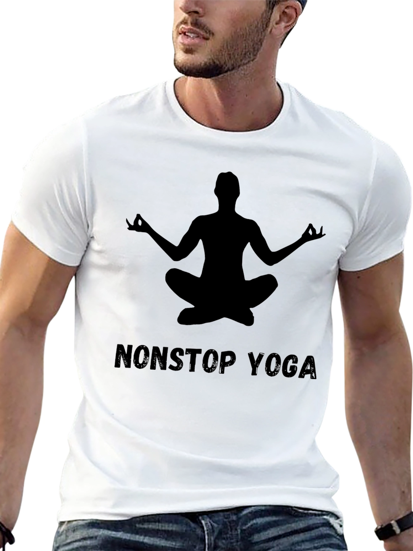 Nonstop Yoga Graphic Tee - Mens Black Cotton Shirt