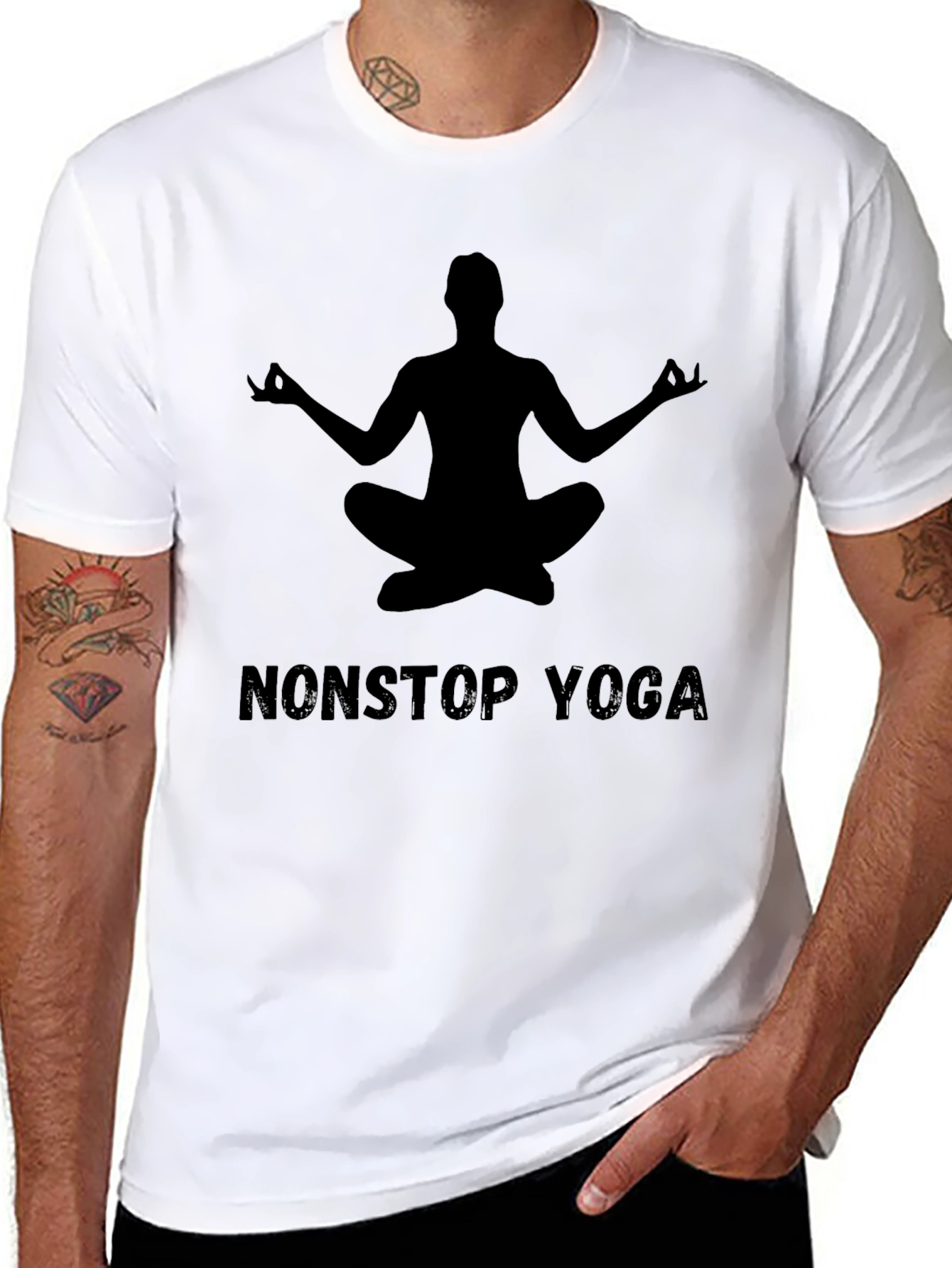 Nonstop Yoga Graphic Tee - Mens Black Cotton Shirt