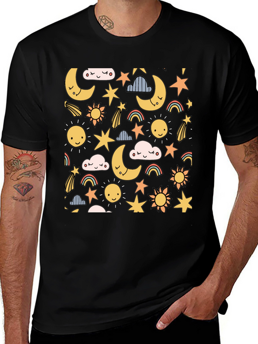 Celestial Dreams T-Shirt: Moon Stars & Sun Design