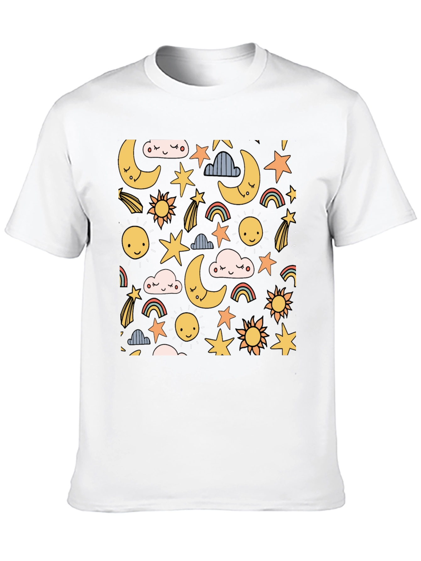 Celestial Dreams T-Shirt: Moon Stars & Sun Design