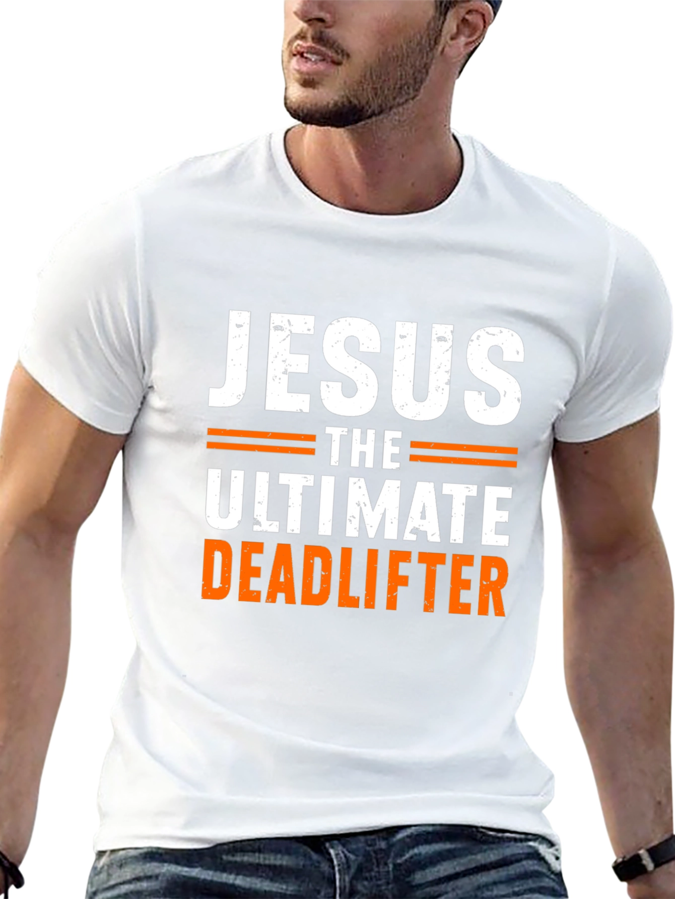 Jesus The Ultimate Deadlifter Black Graphic T-Shirt
