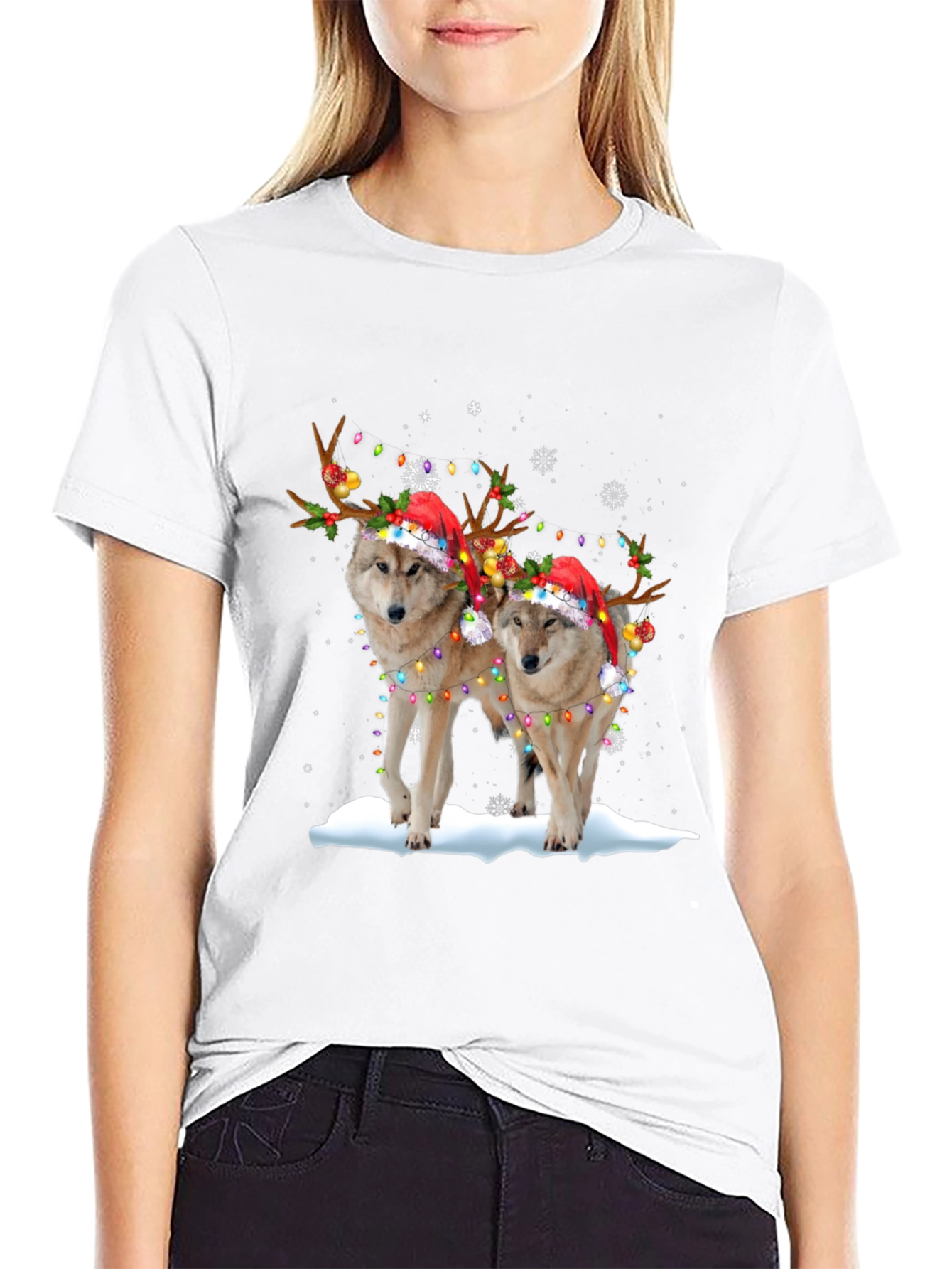 Festive Wolf Christmas T-Shirt