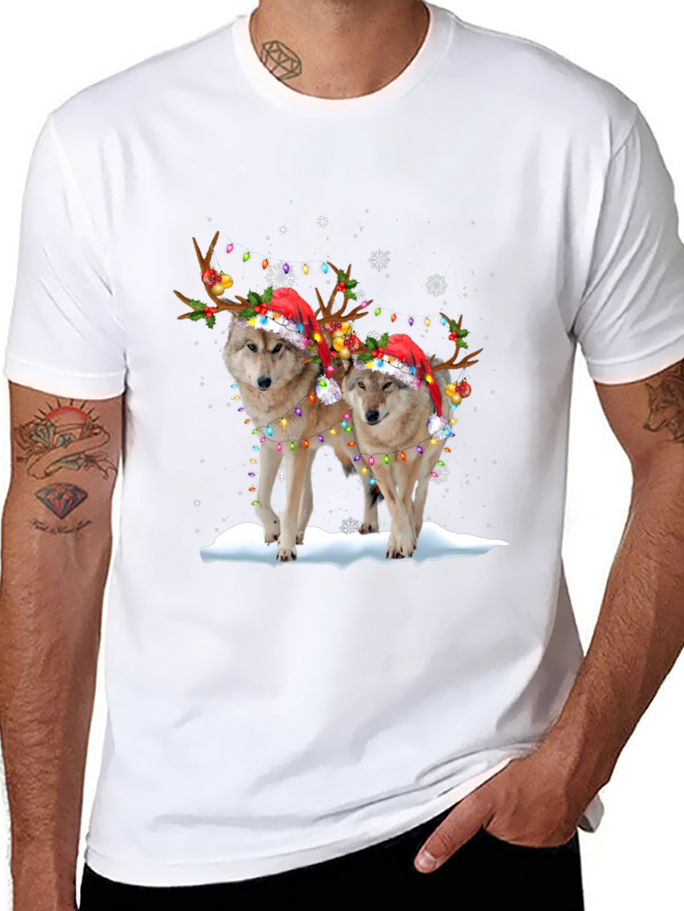 Festive Wolf Christmas T-Shirt