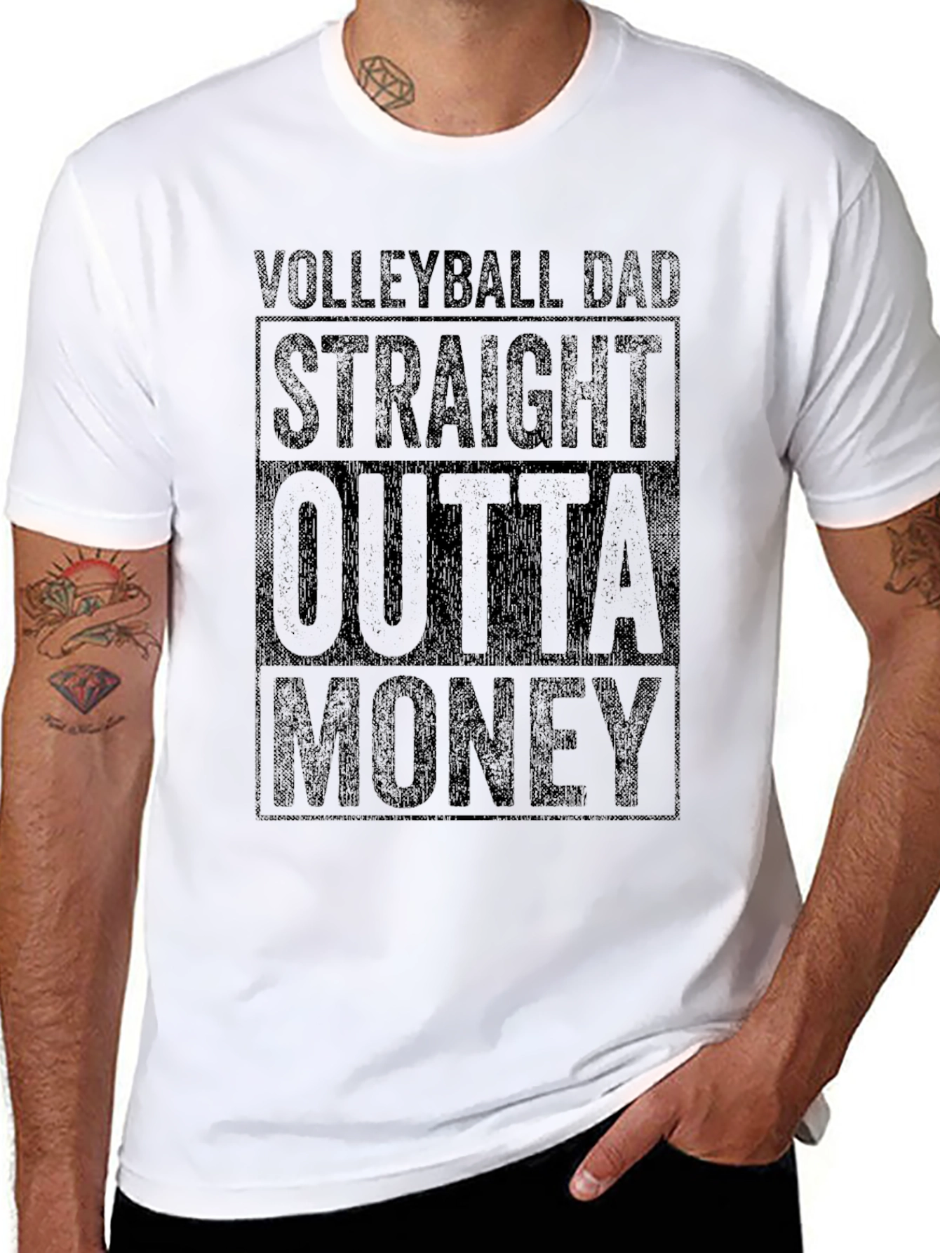 Volleyball Dad Straight Outta Money T-Shirt