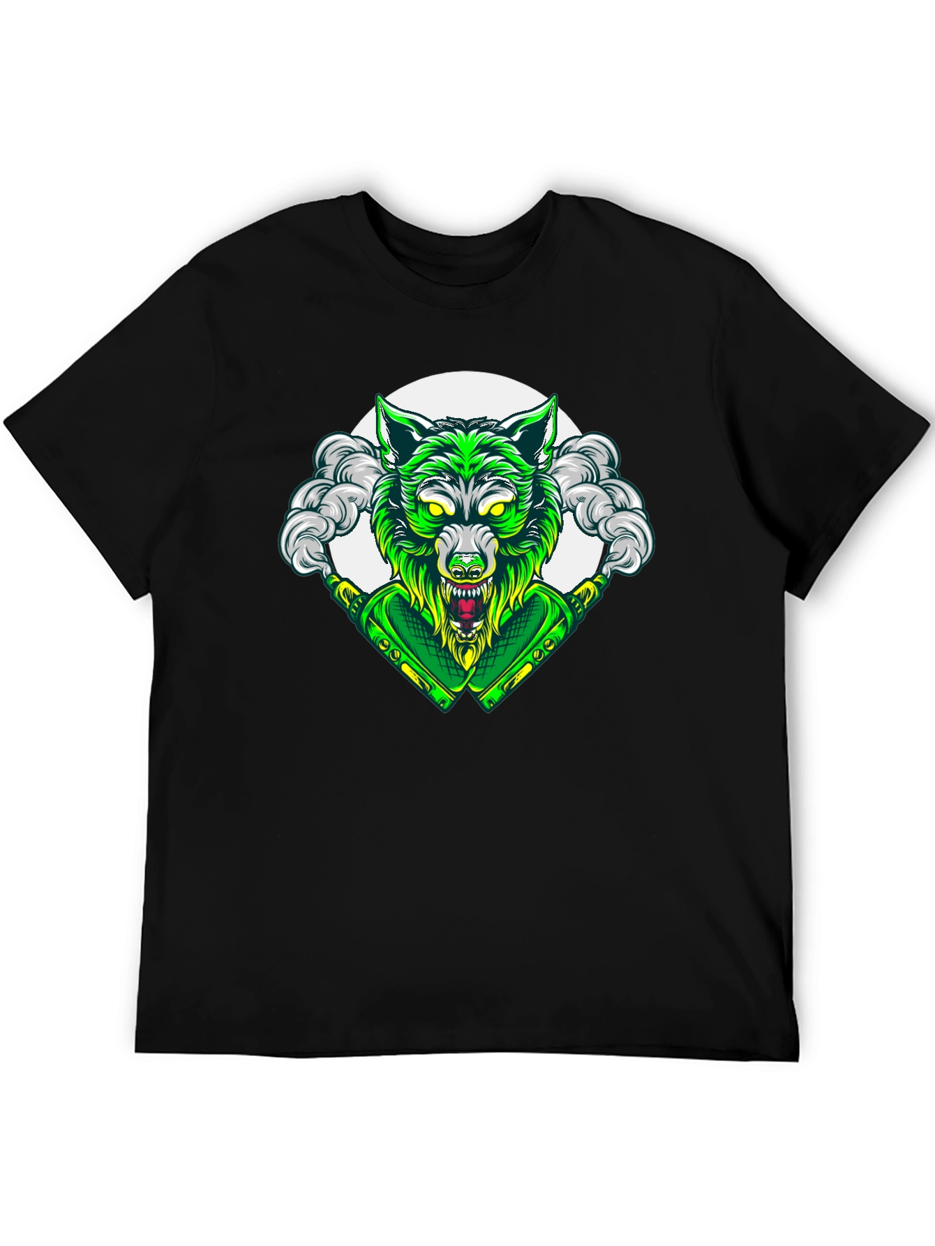 Green Wolf Graphic Tee - Mens Black T-Shirt