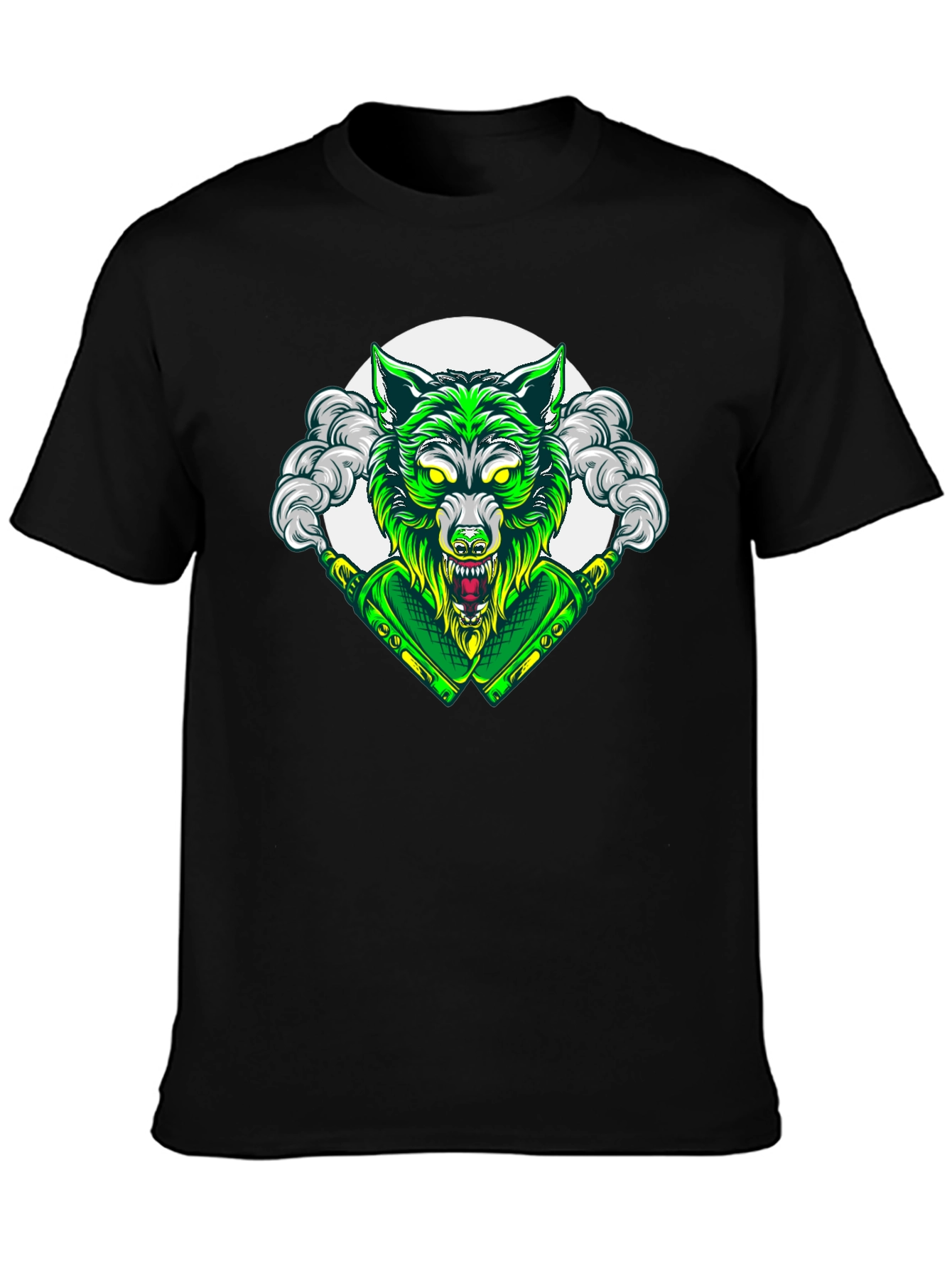 Green Wolf Graphic Tee - Mens Black T-Shirt