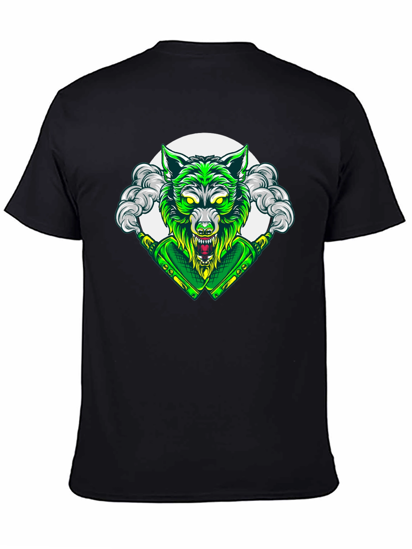 Green Wolf Graphic Tee - Mens Black T-Shirt