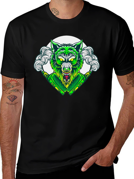 Green Wolf Graphic Tee - Mens Black T-Shirt