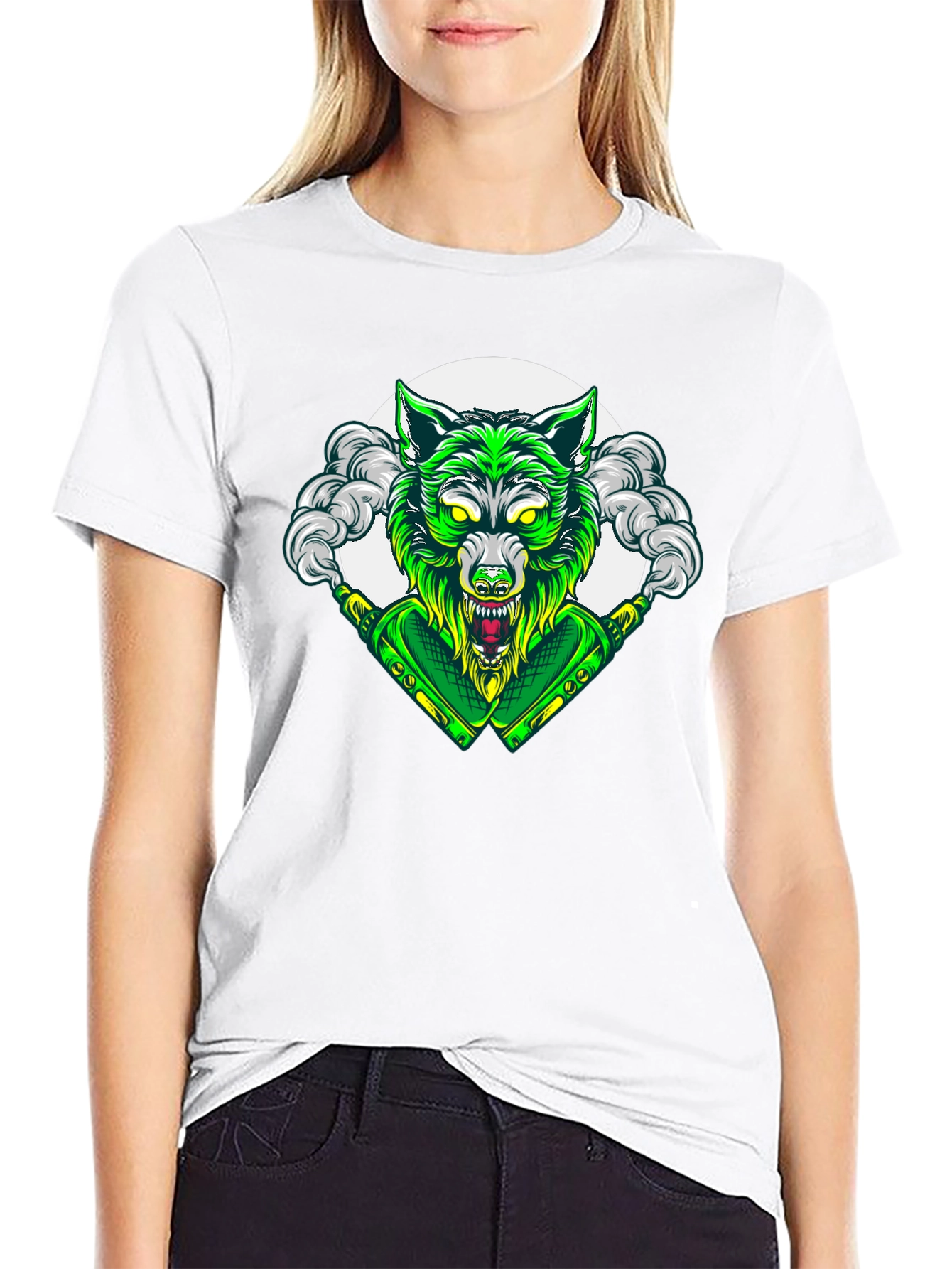 Green Wolf Graphic Tee - Mens Black T-Shirt