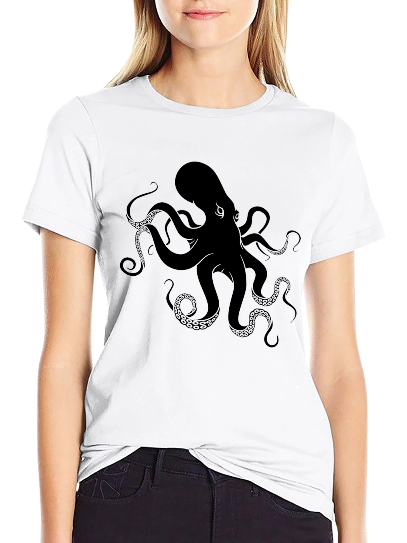 Mens Black Octopus Graphic Tee