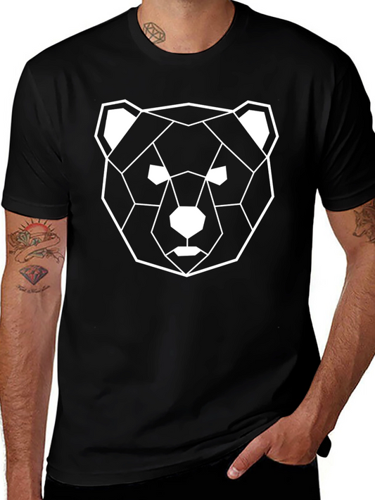 Geometric Bear Graphic Tee - Modern Black T-Shirt