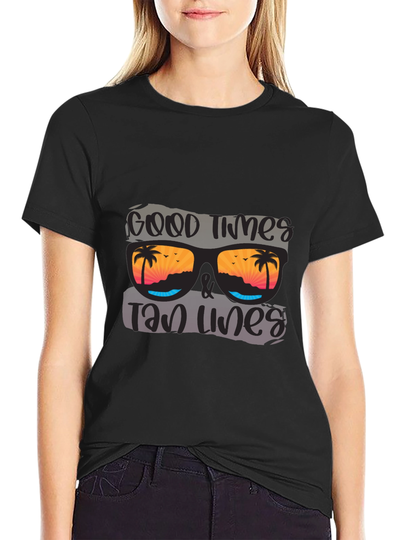 Good Times & Tan Lines Black Graphic Tee
