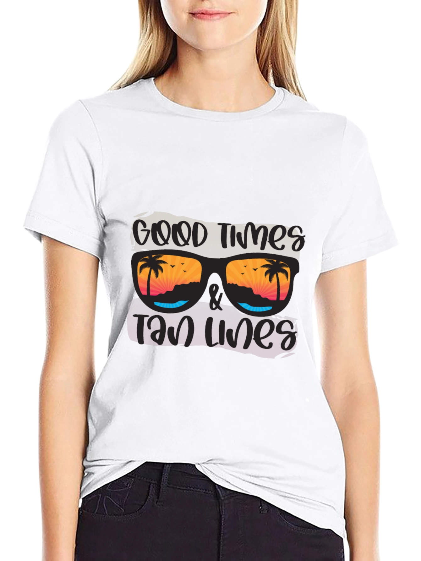 Good Times & Tan Lines Black Graphic Tee