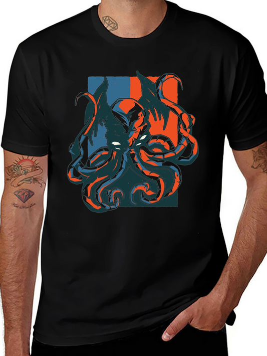 Octopus Graphic Print Black T-Shirt