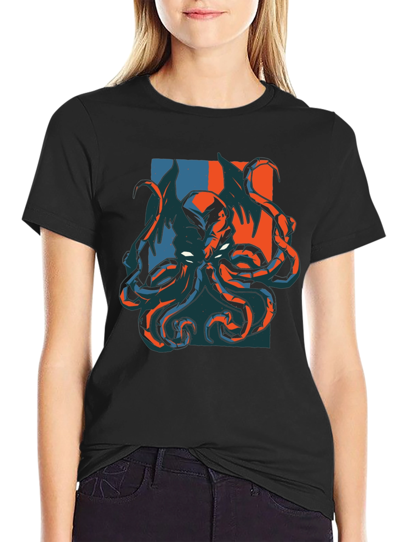Octopus Graphic Print Black T-Shirt