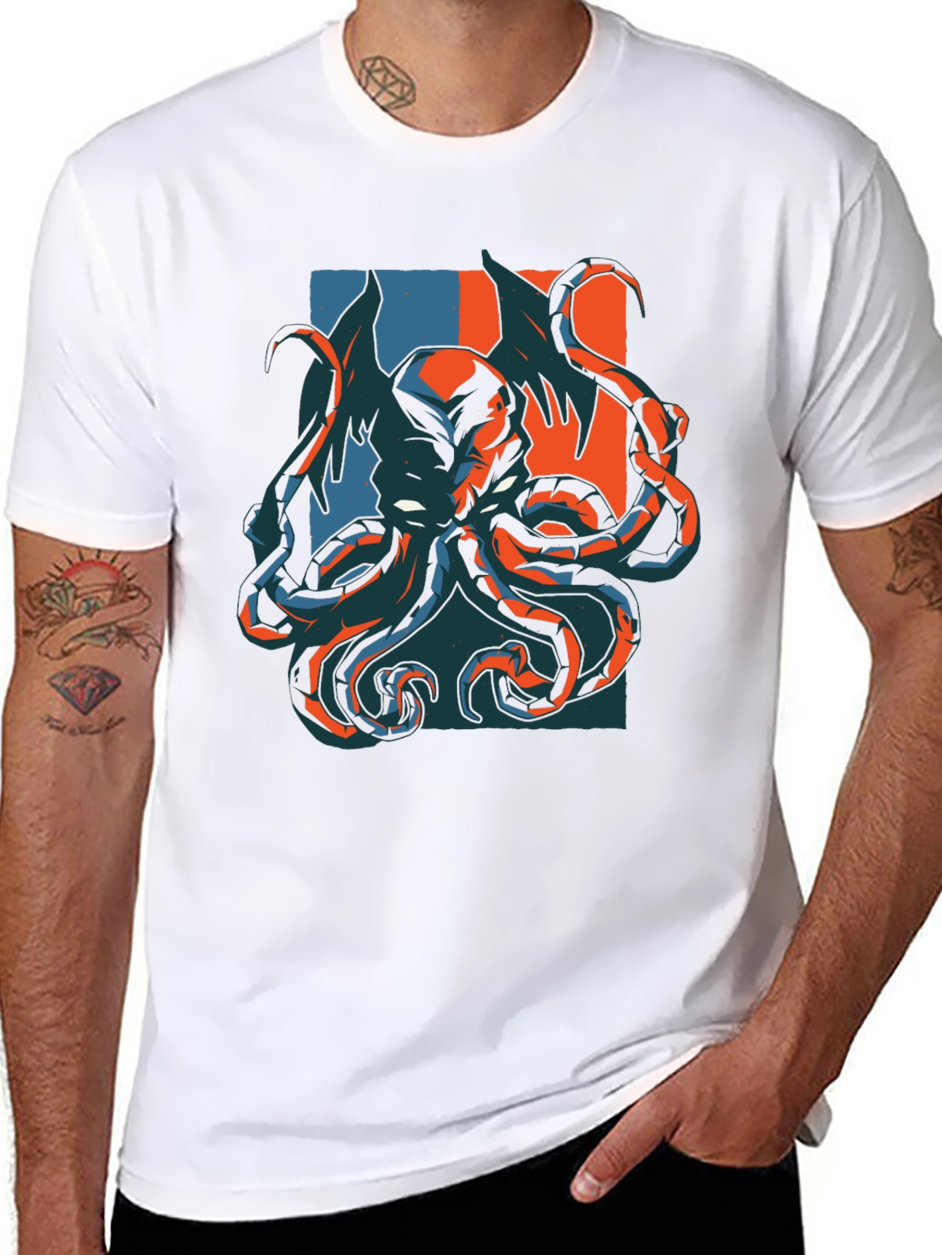 Octopus Graphic Print Black T-Shirt