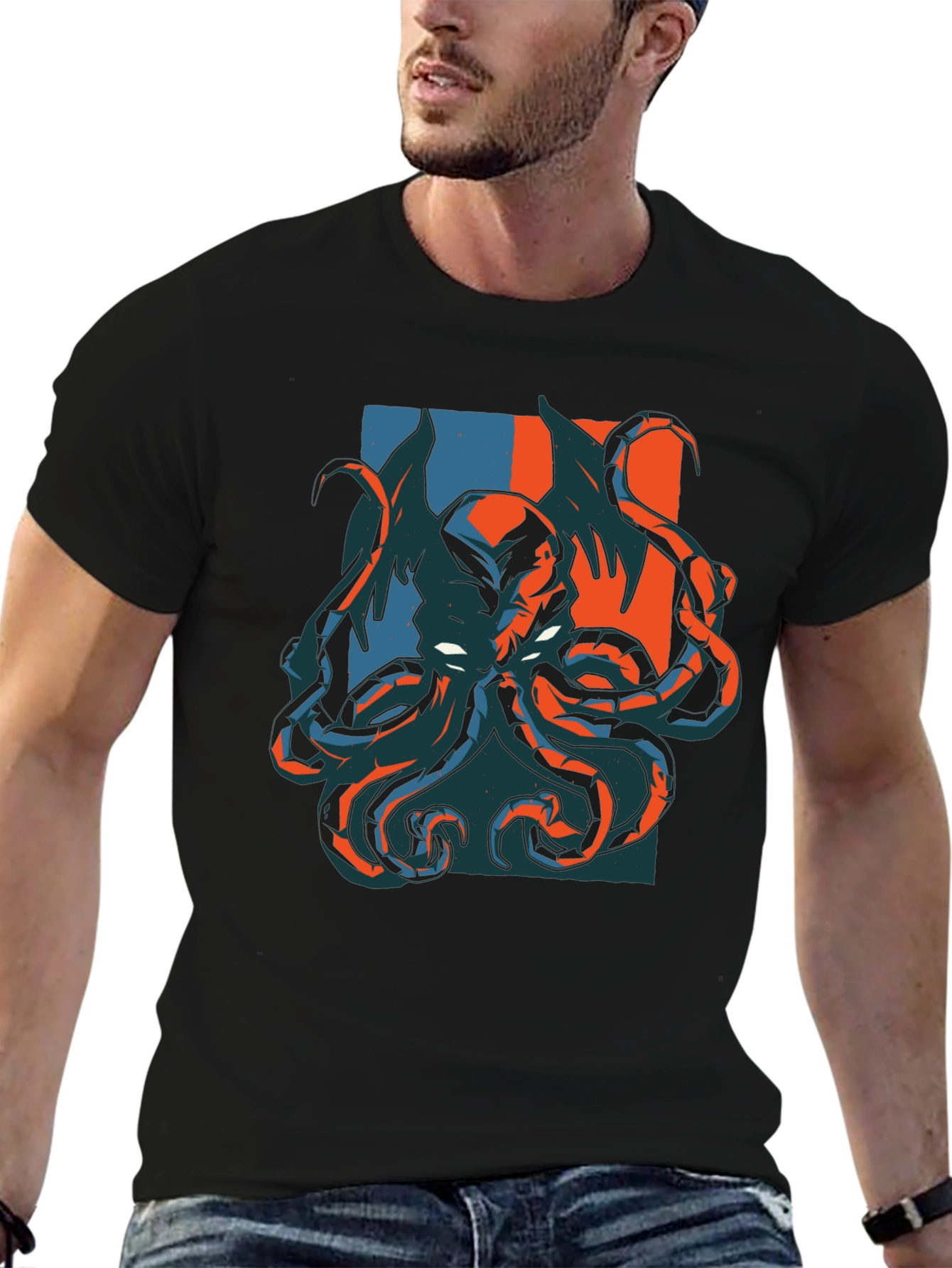 Octopus Graphic Print Black T-Shirt