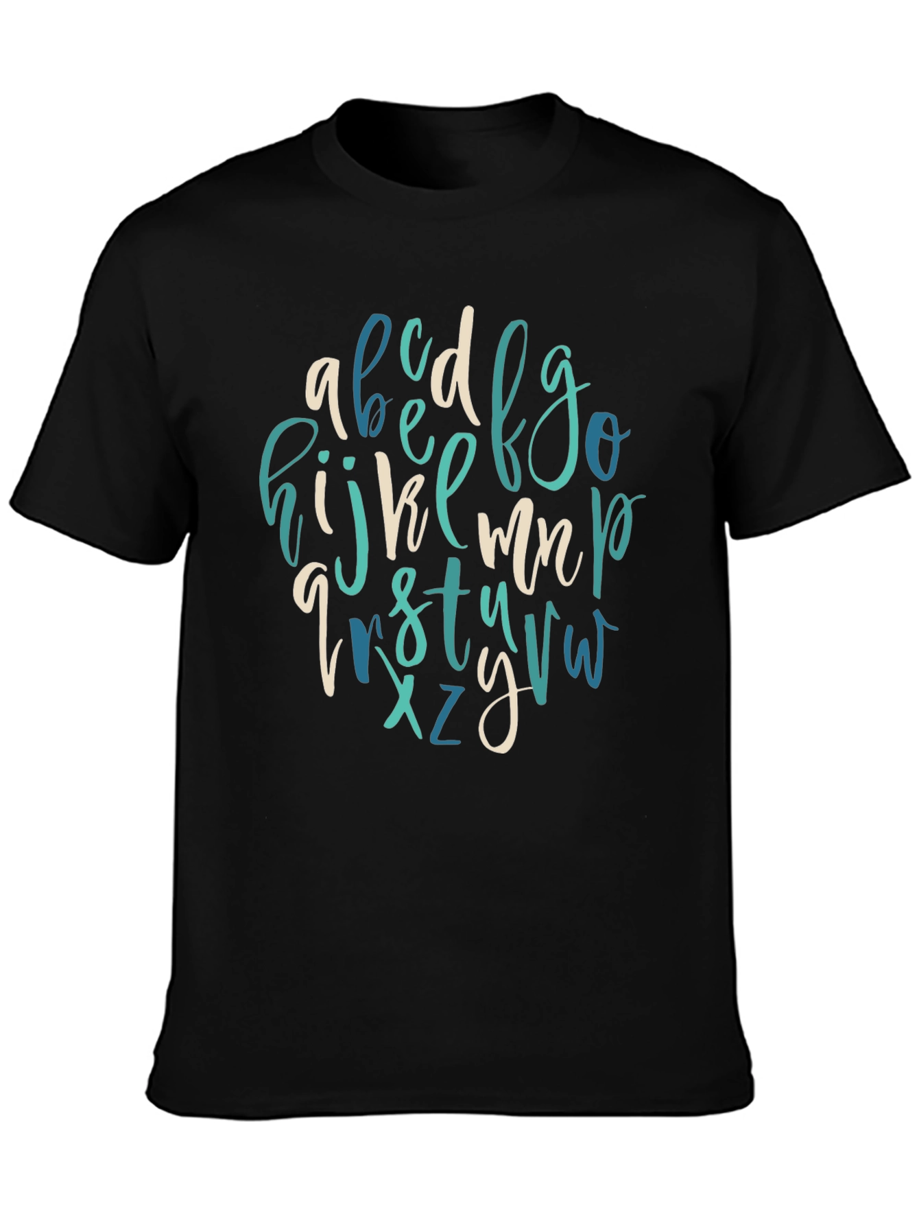 Alphabet Letter Print Crew Neck Tee