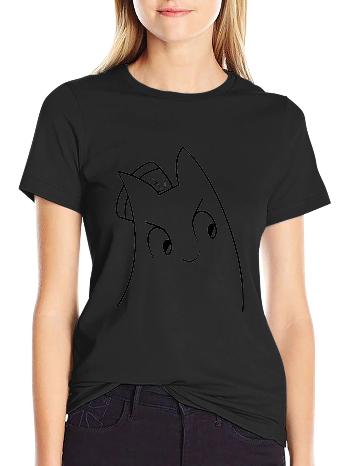 Black T-Shirt with Cartoon Character Graphic