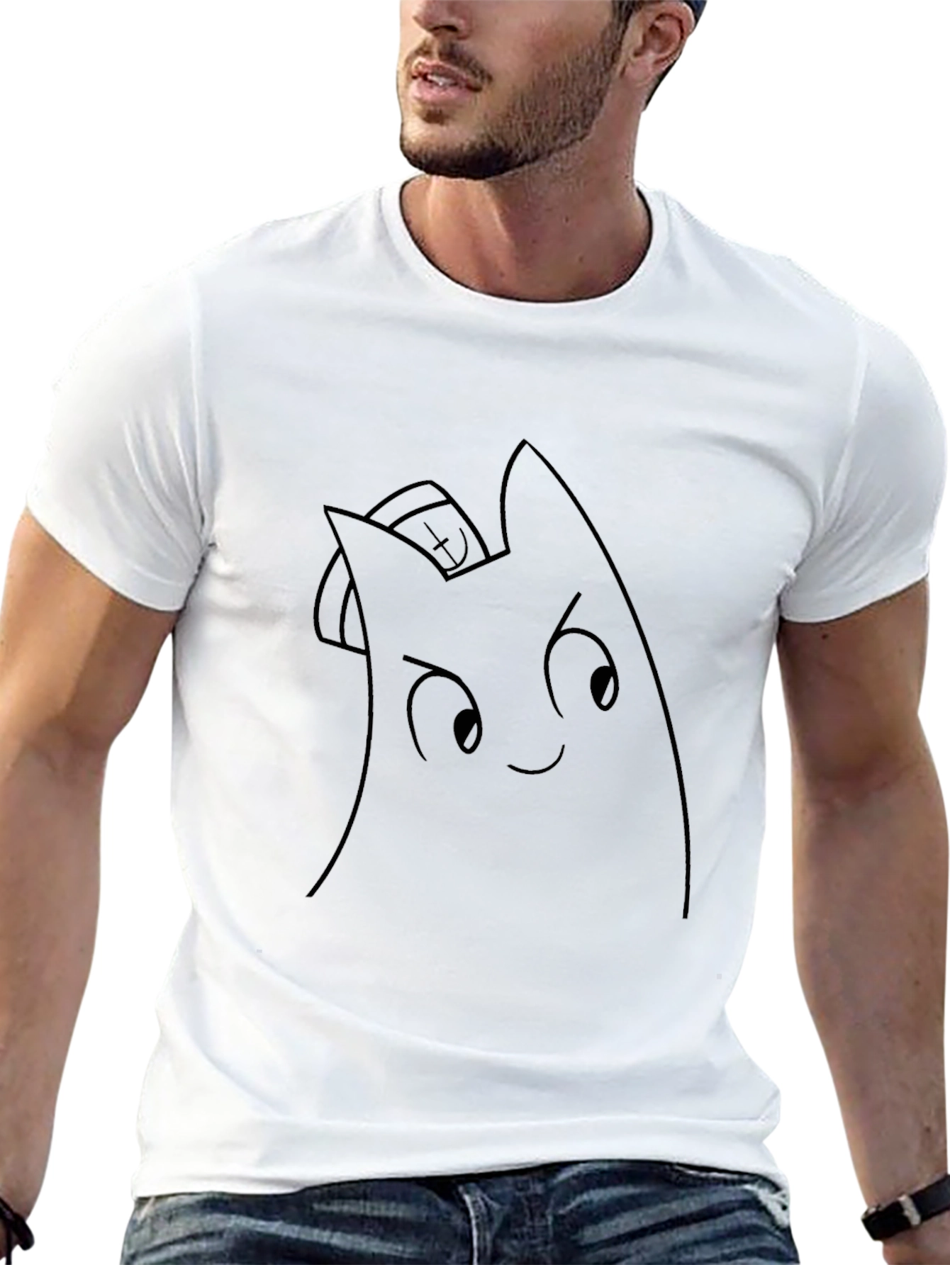 Black T-Shirt with Cartoon Character Graphic