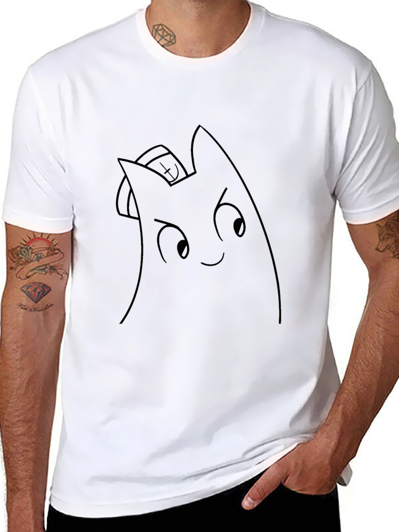 Black T-Shirt with Cartoon Character Graphic