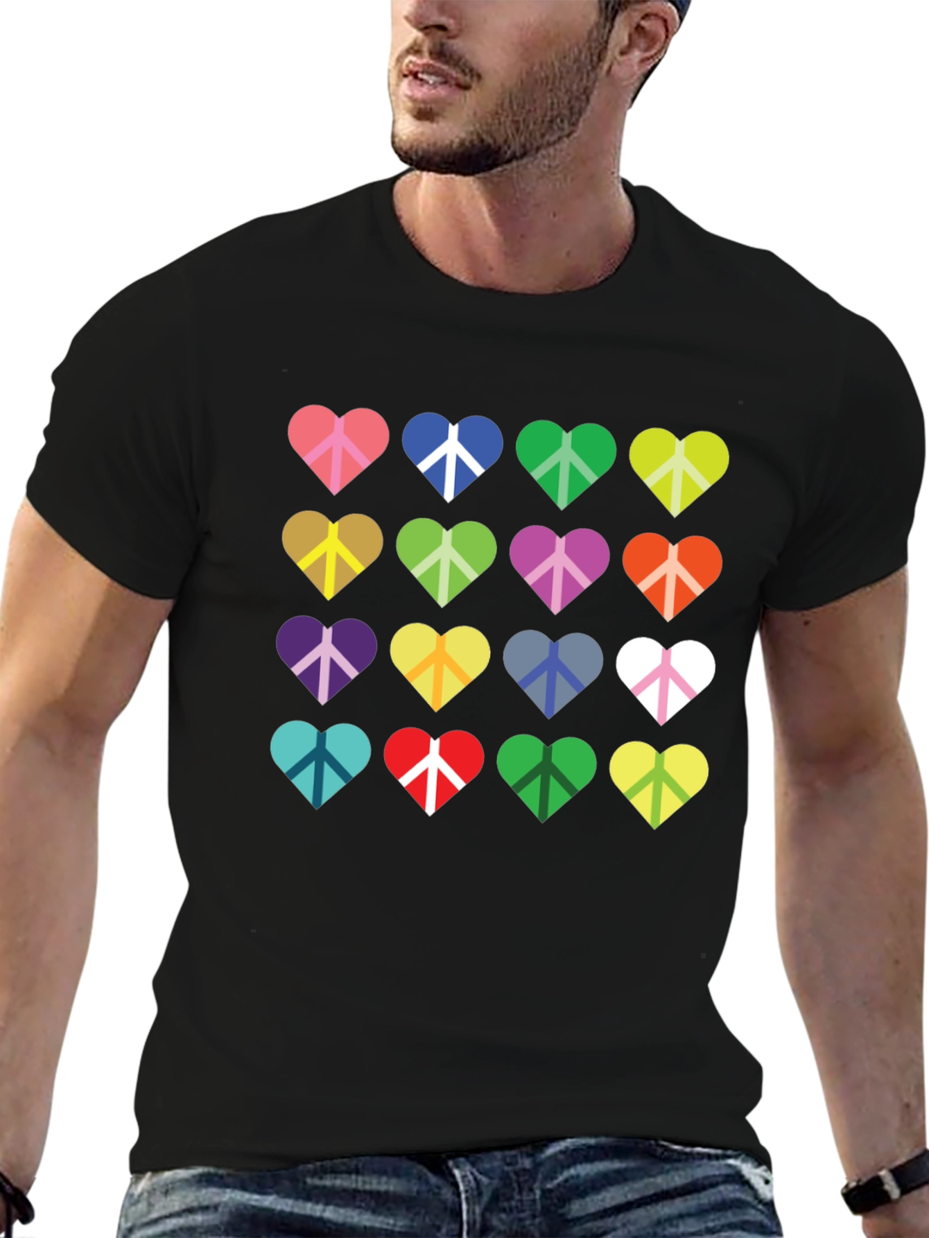 Heart Peace Sign Graphic T-Shirt