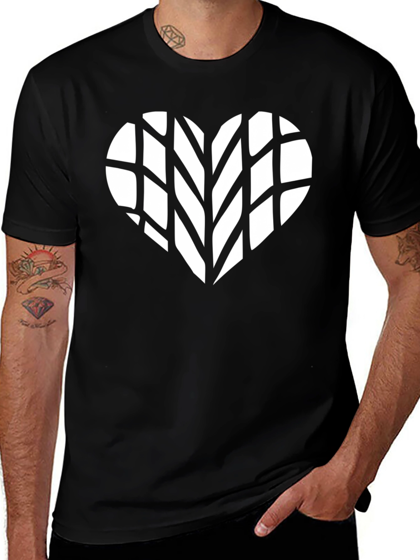 Heart Tire Tread Black T-Shirt