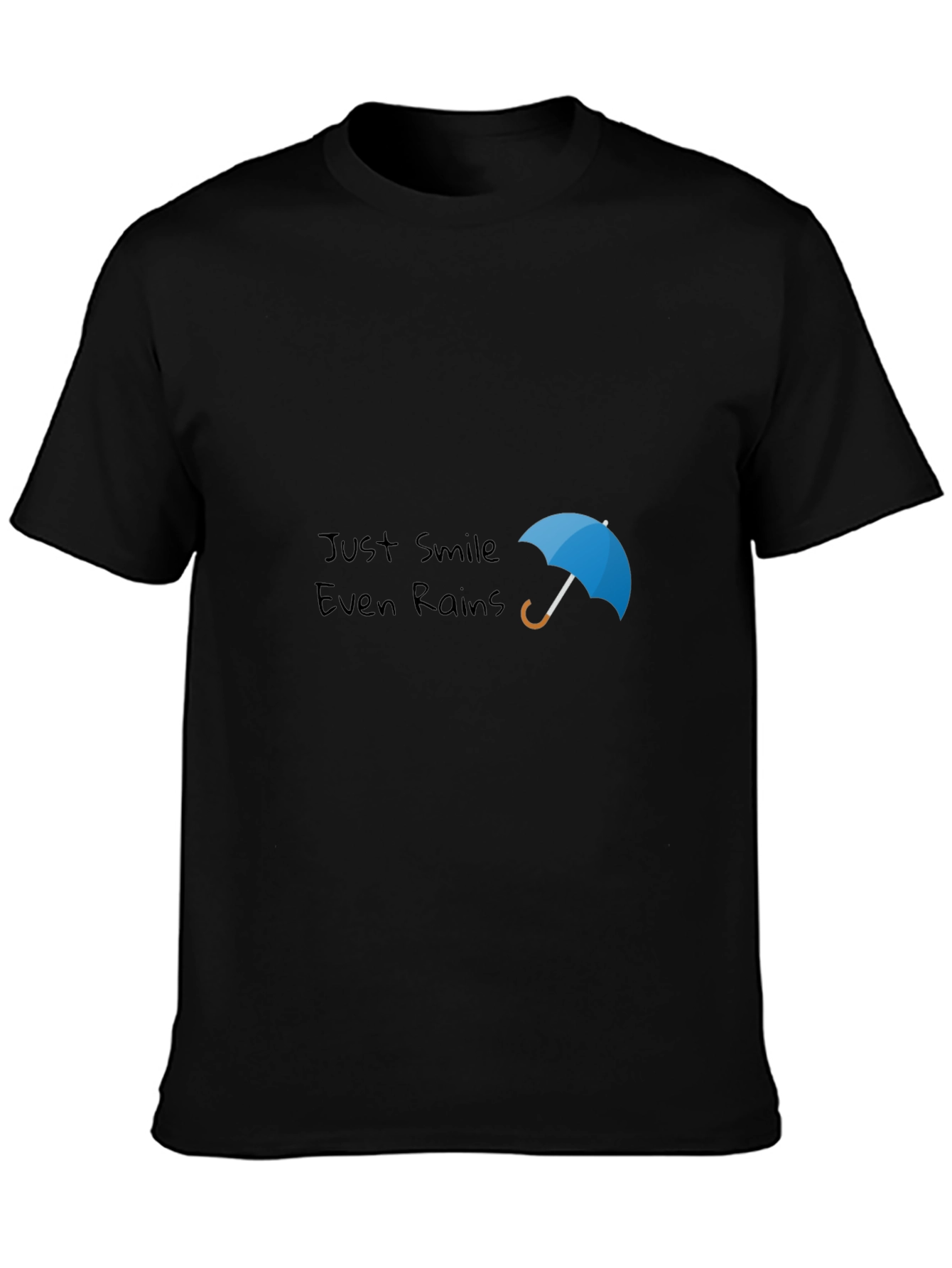 Just Smile Even Rains Black Graphic Tee