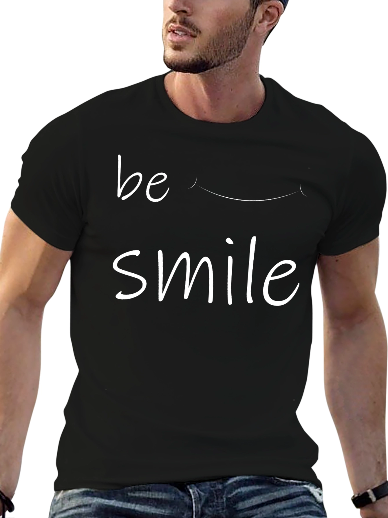 Be Smile T-Shirt - Mens Black Graphic Tee