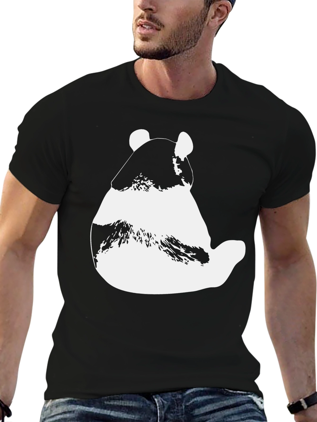 Panda Graphic T-Shirt - Black Cotton Blend Tee