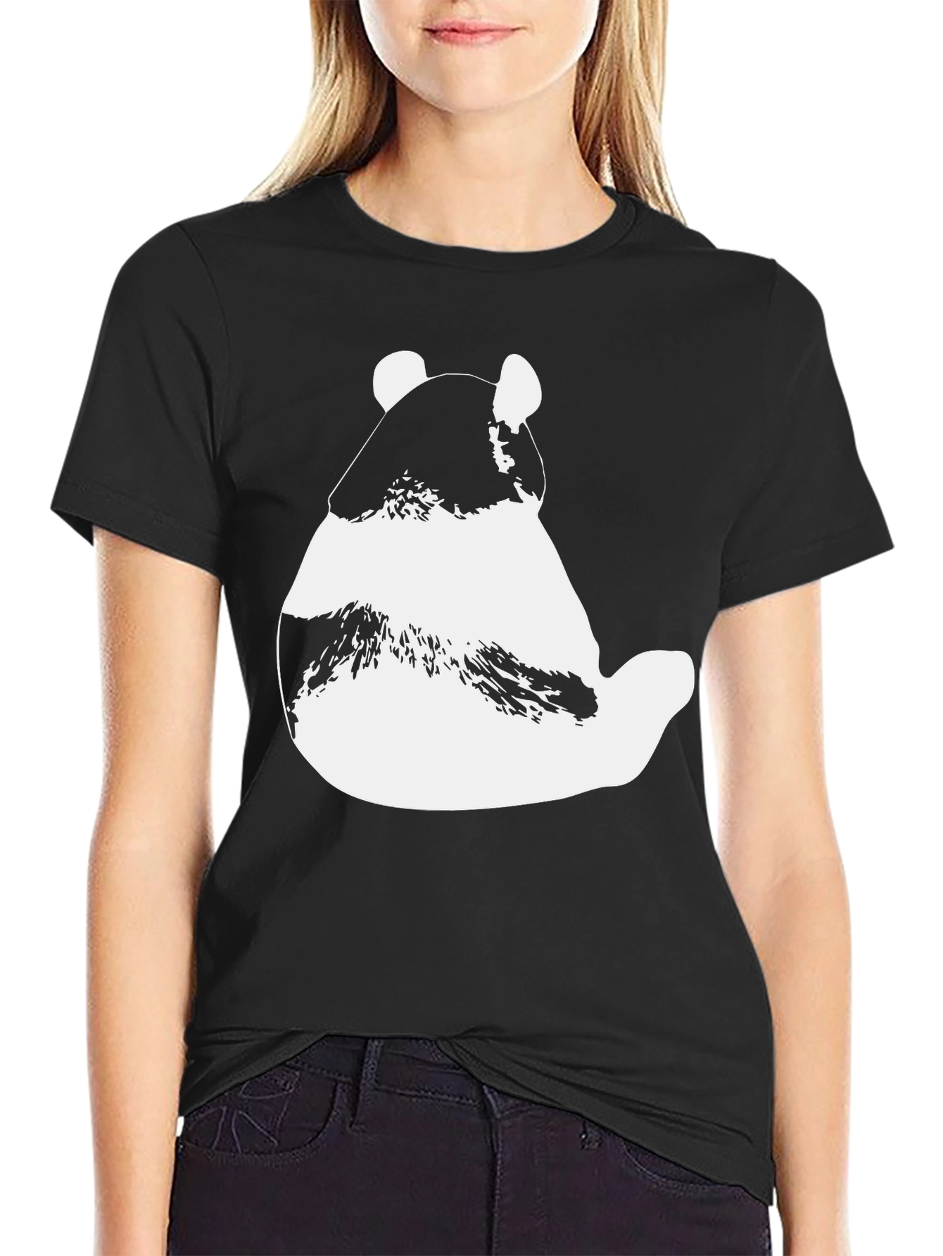 Panda Graphic T-Shirt - Black Cotton Blend Tee