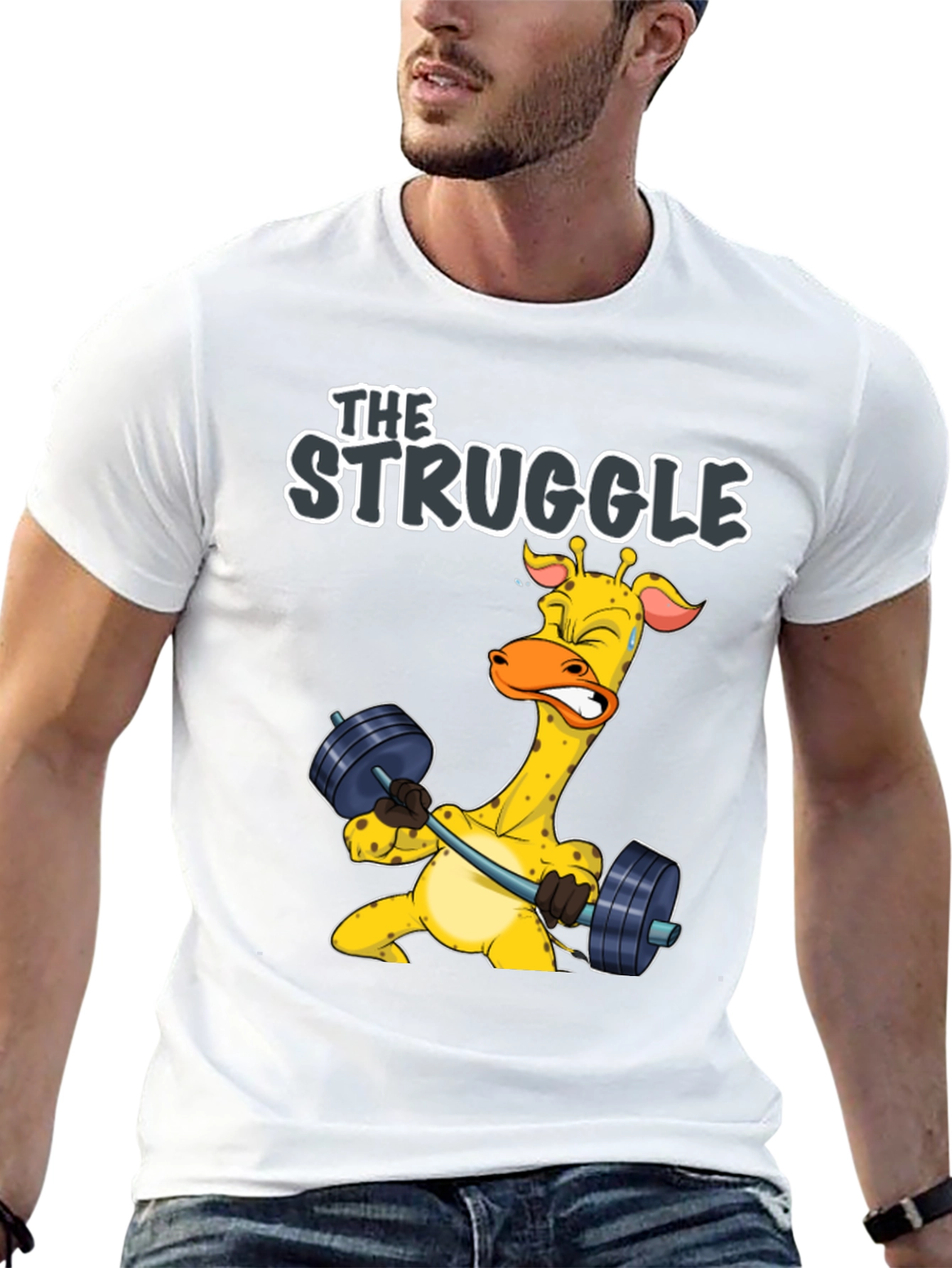 The Struggle Giraffe Weightlifting T-Shirt