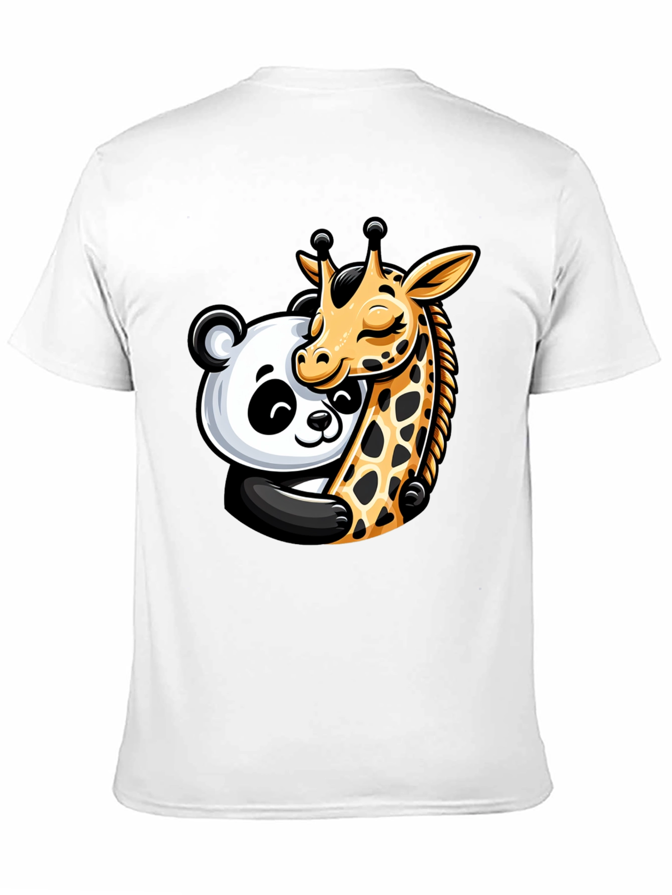 Cute Panda & Giraffe Hug Graphic T-Shirt