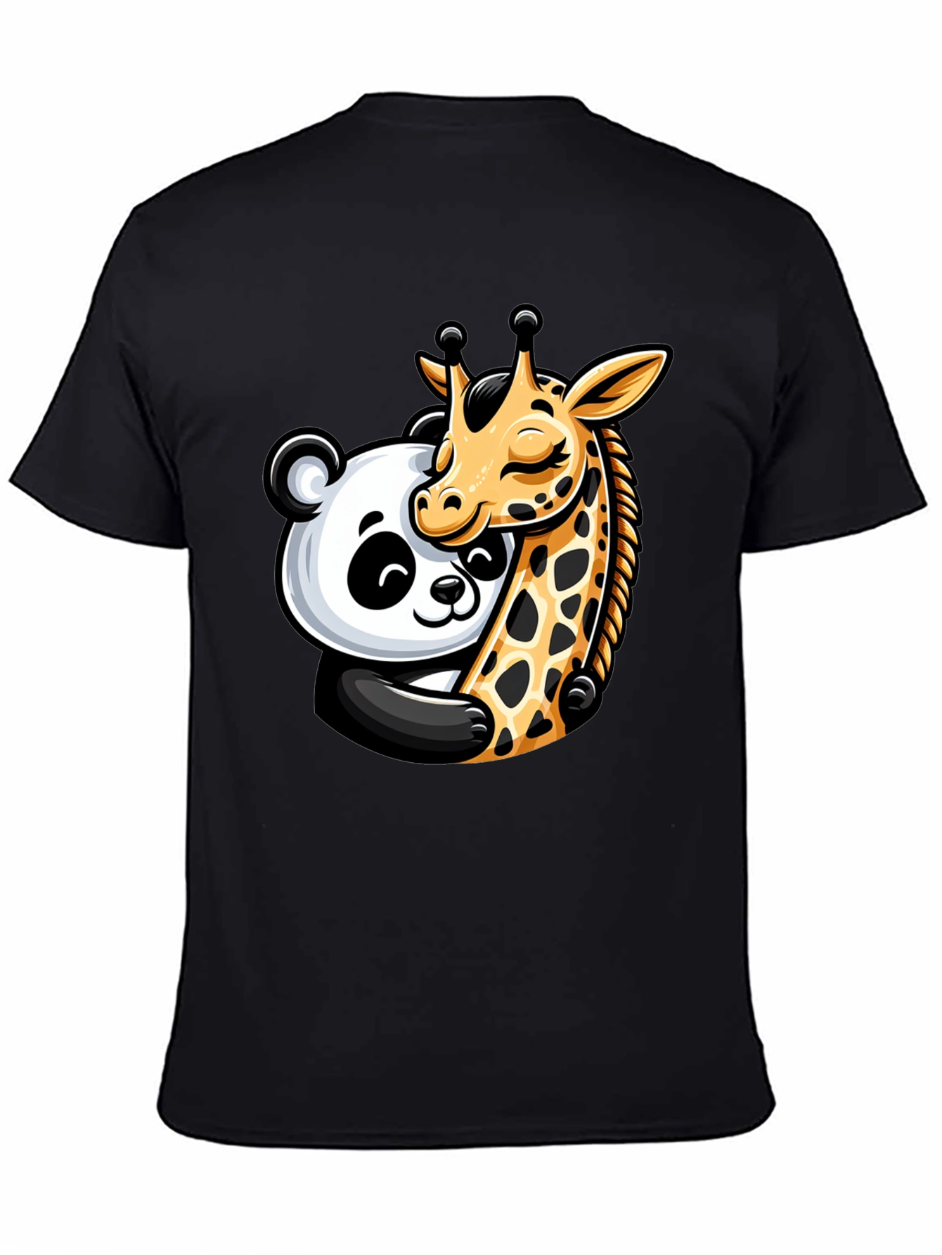 Cute Panda & Giraffe Hug Graphic T-Shirt