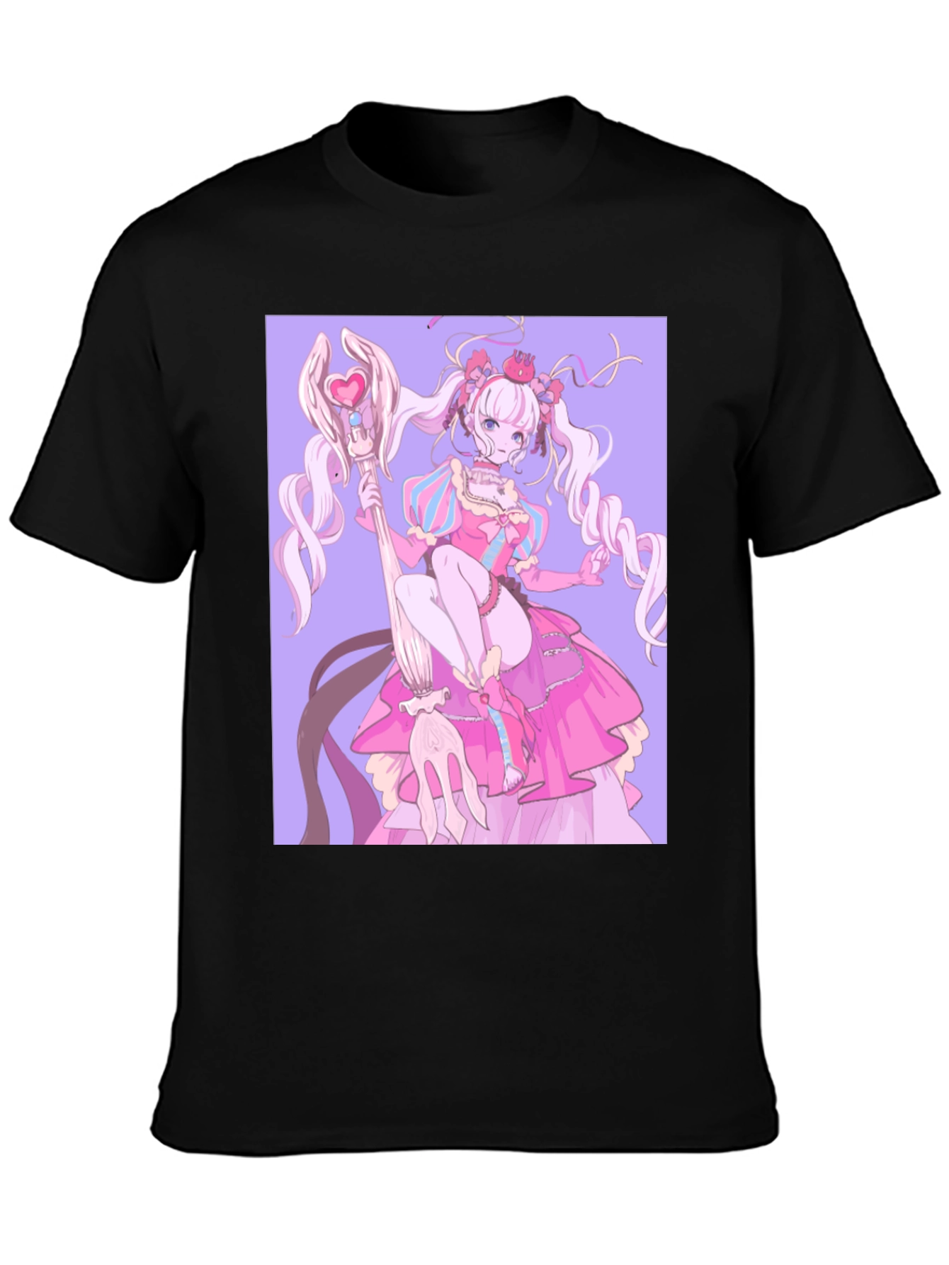 Anime Girl Graphic Black T-Shirt